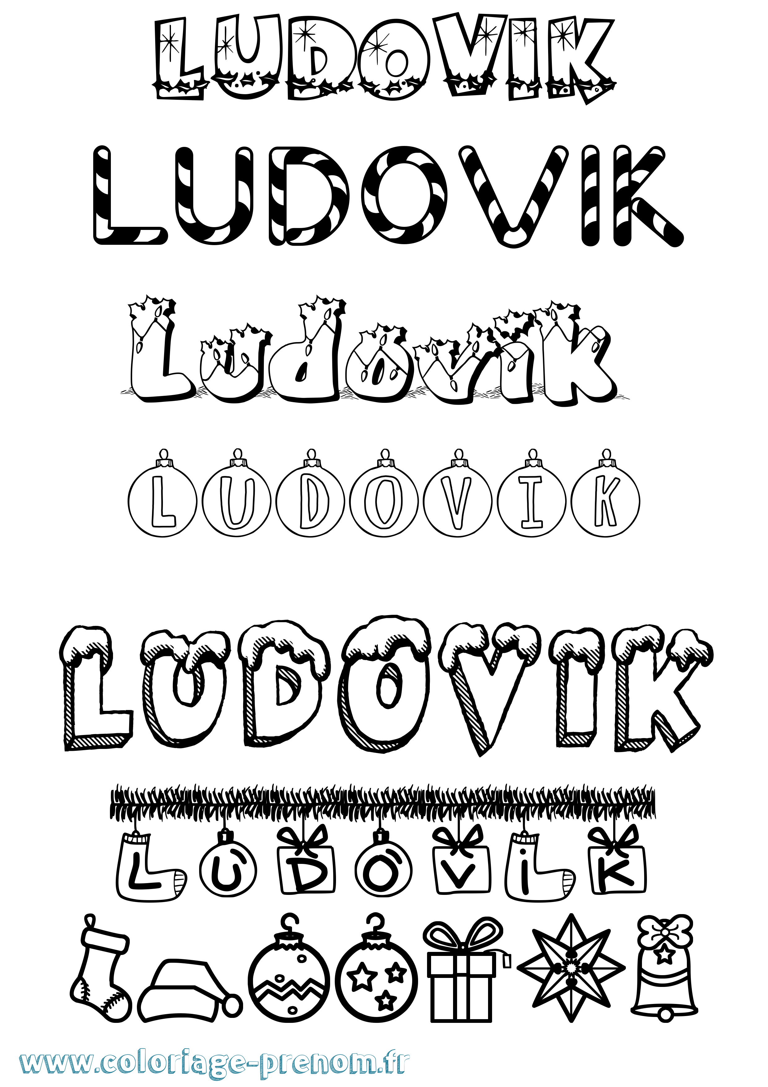 Coloriage prénom Ludovik Noël