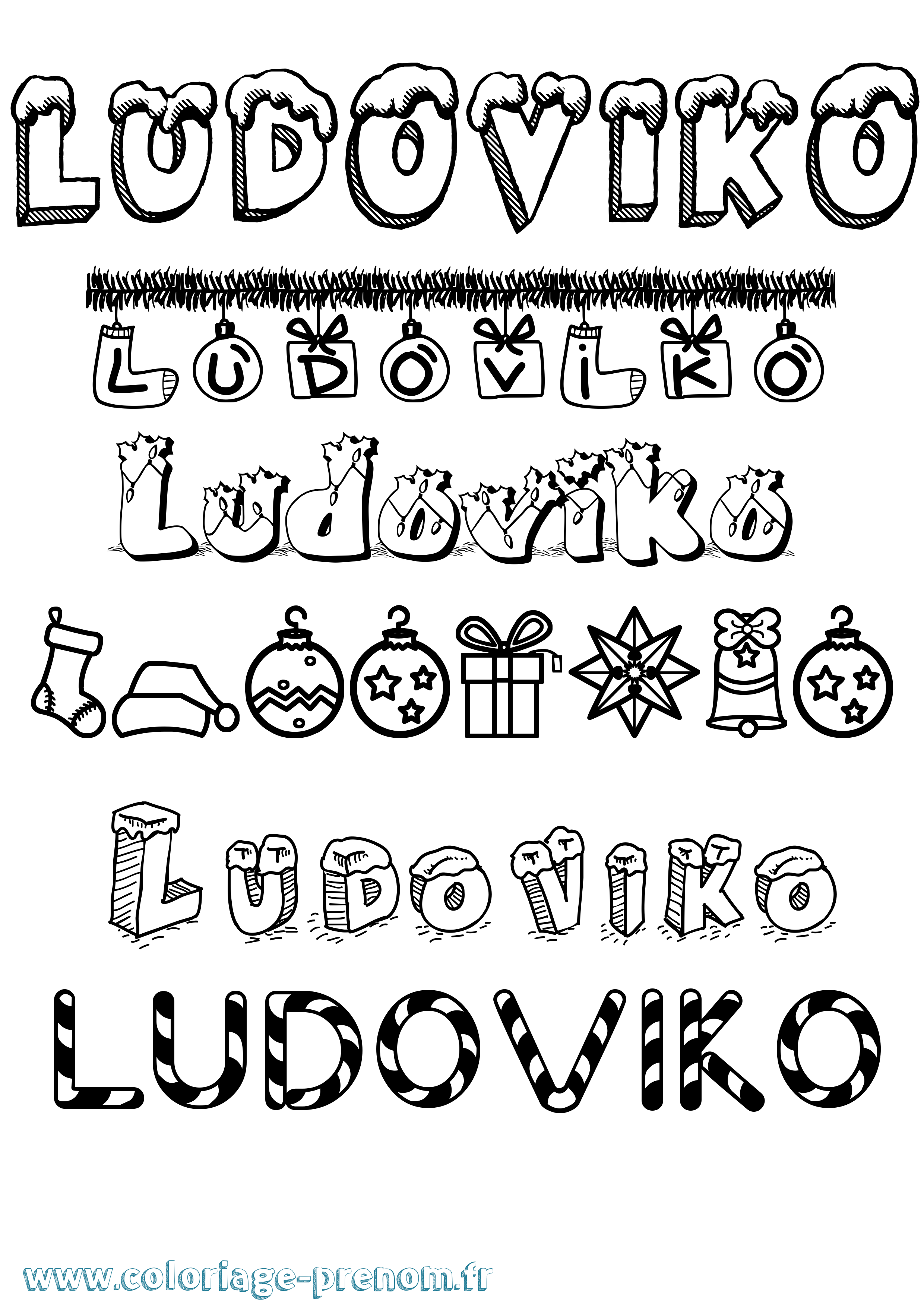 Coloriage prénom Ludoviko Noël