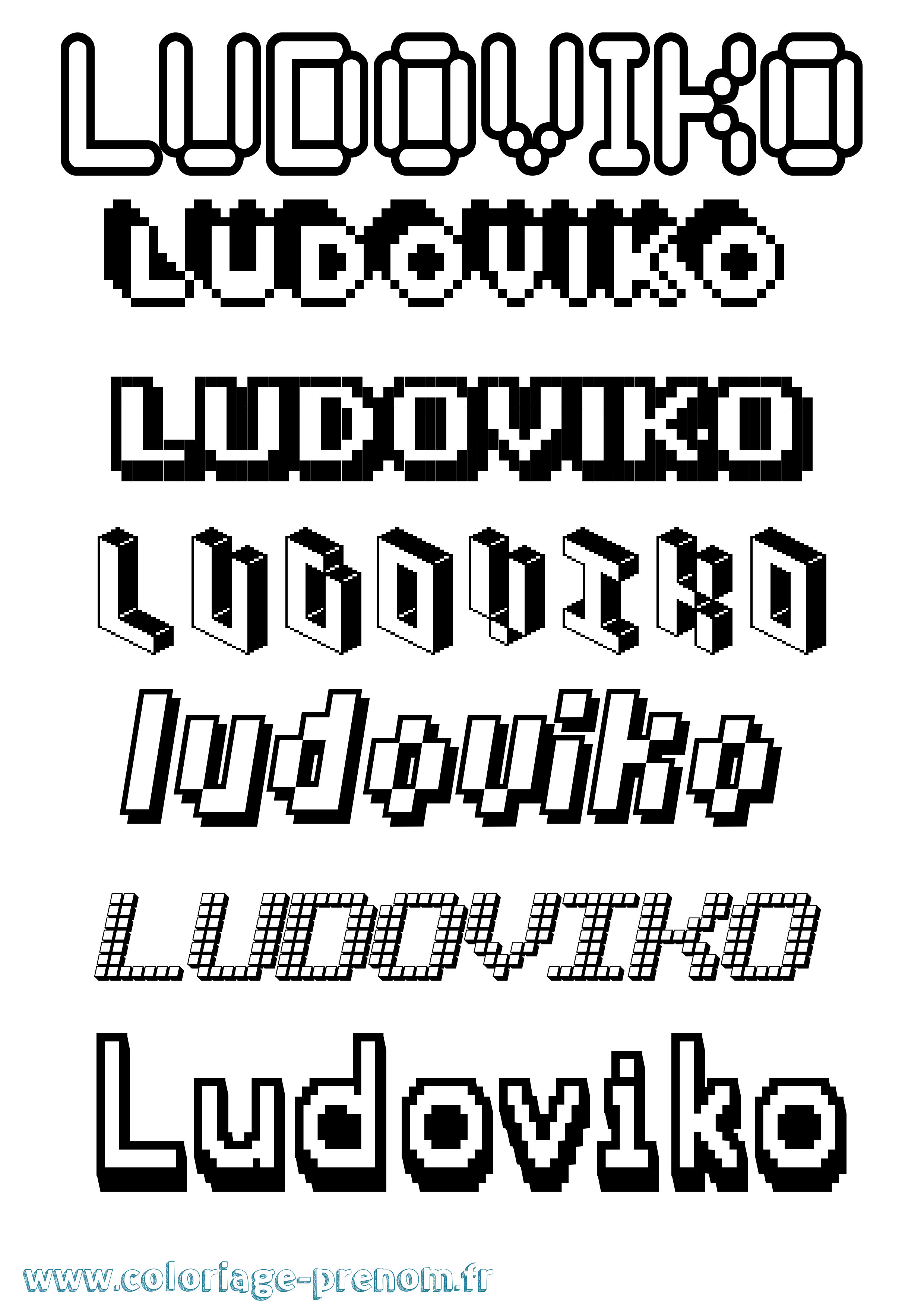 Coloriage prénom Ludoviko Pixel