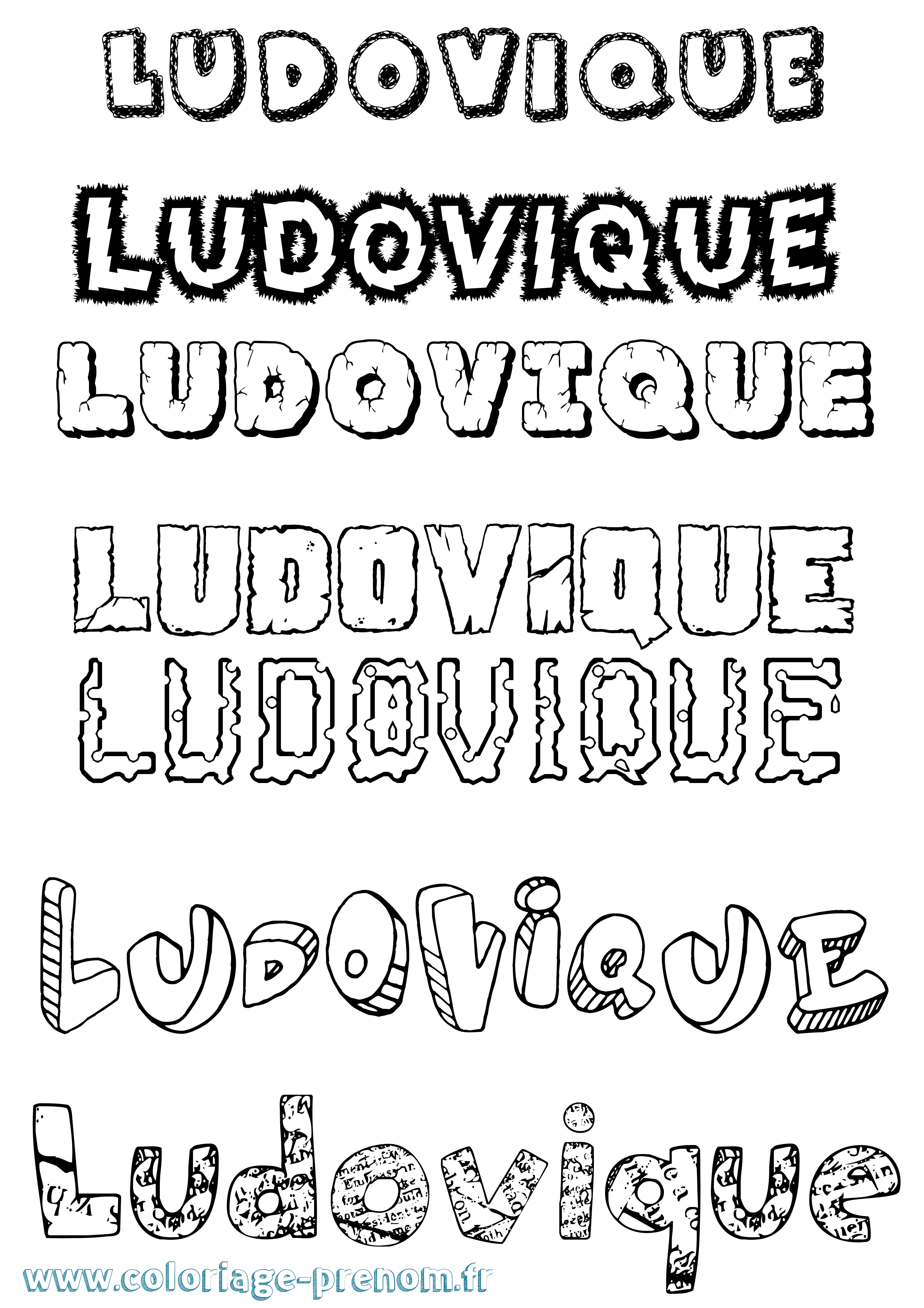 Coloriage prénom Ludovique Destructuré
