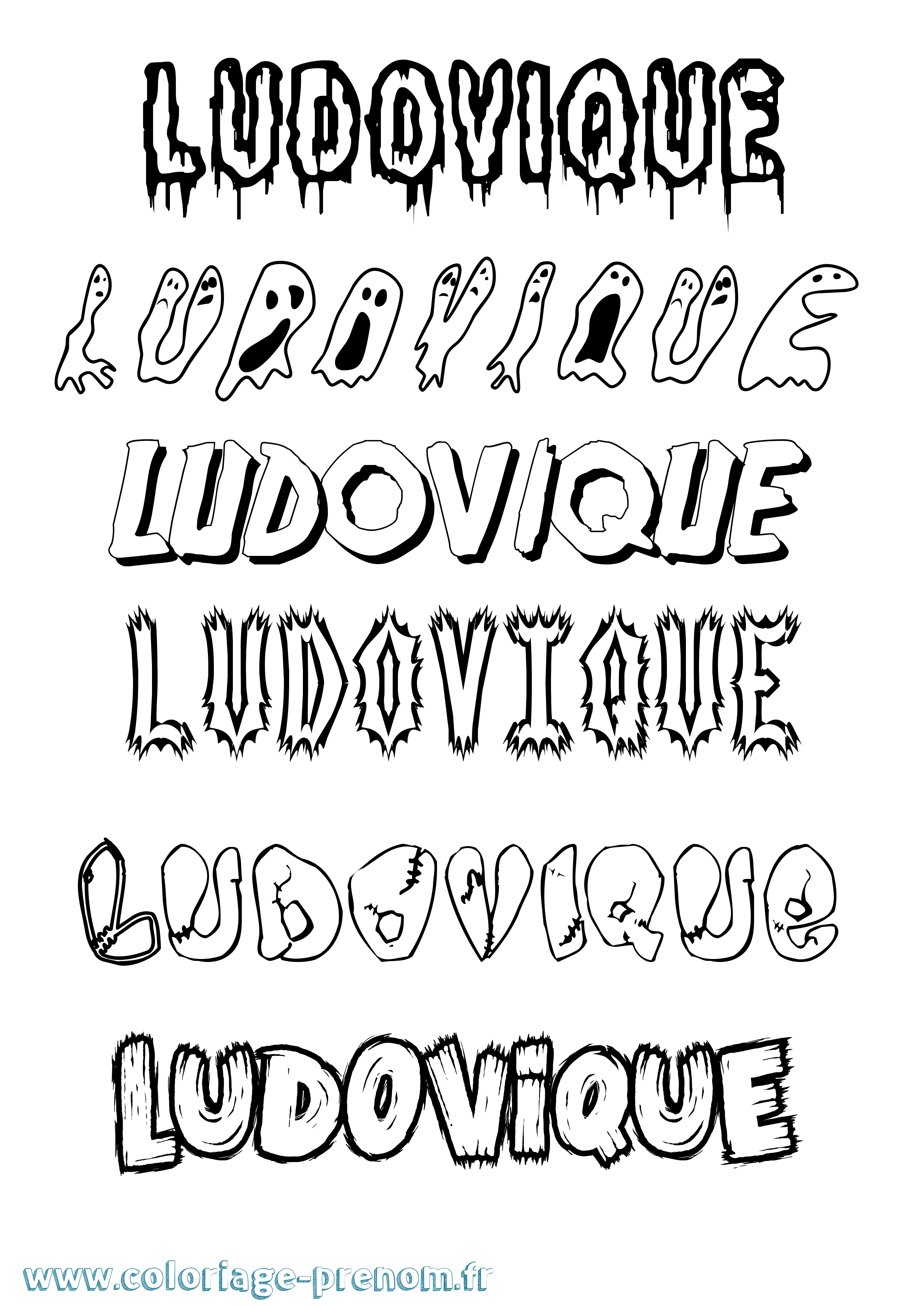 Coloriage prénom Ludovique Frisson