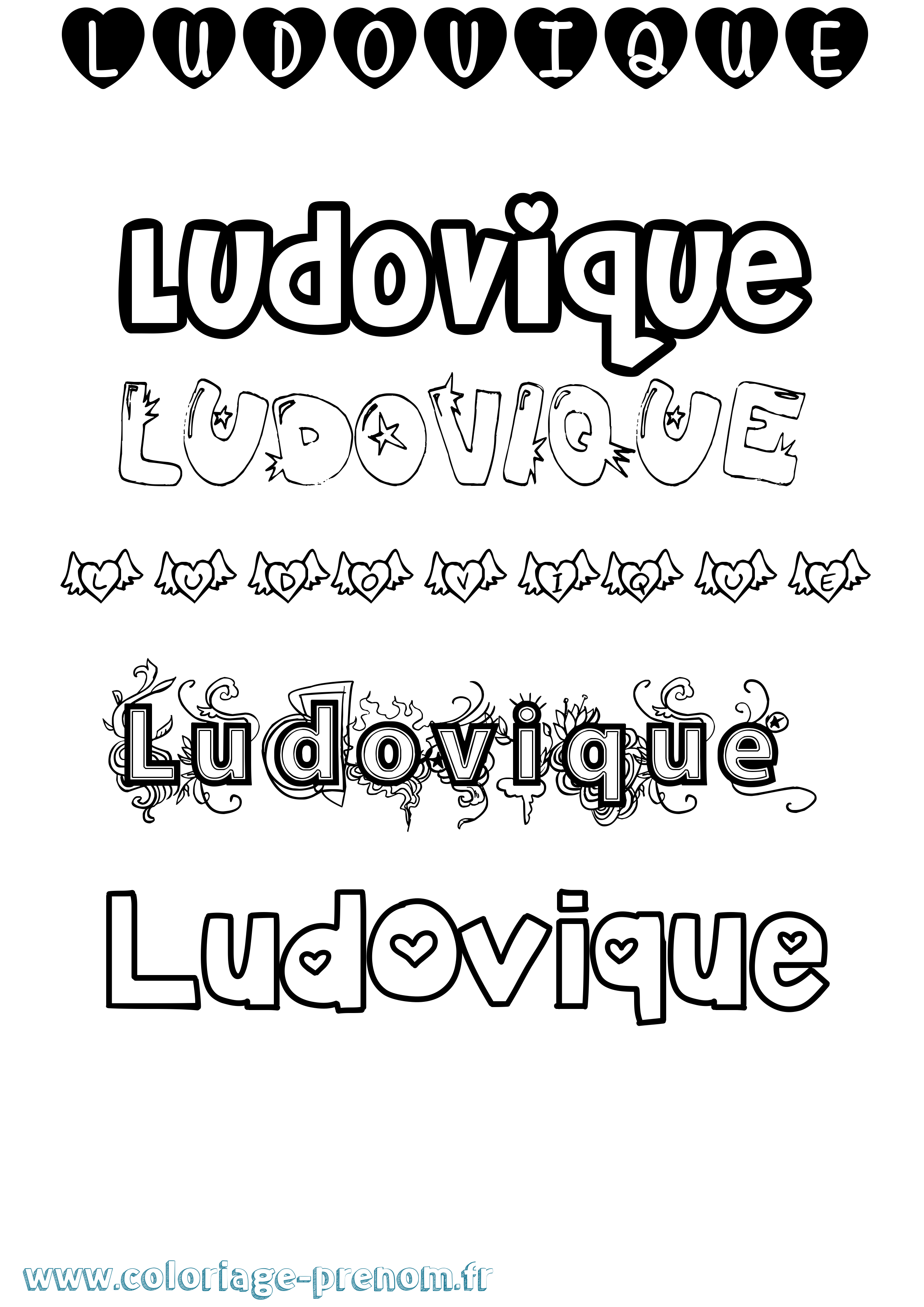 Coloriage prénom Ludovique Girly