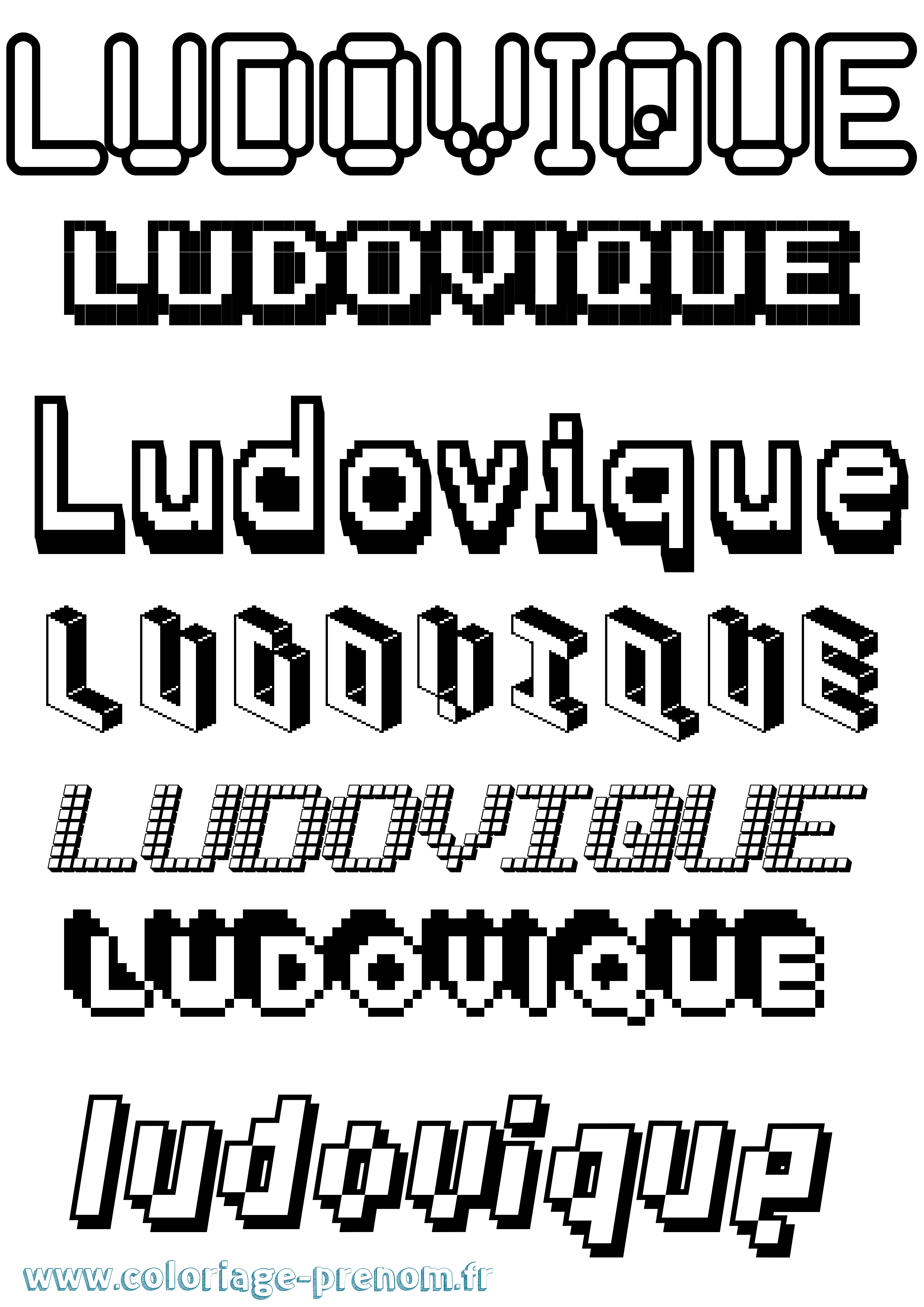 Coloriage prénom Ludovique Pixel