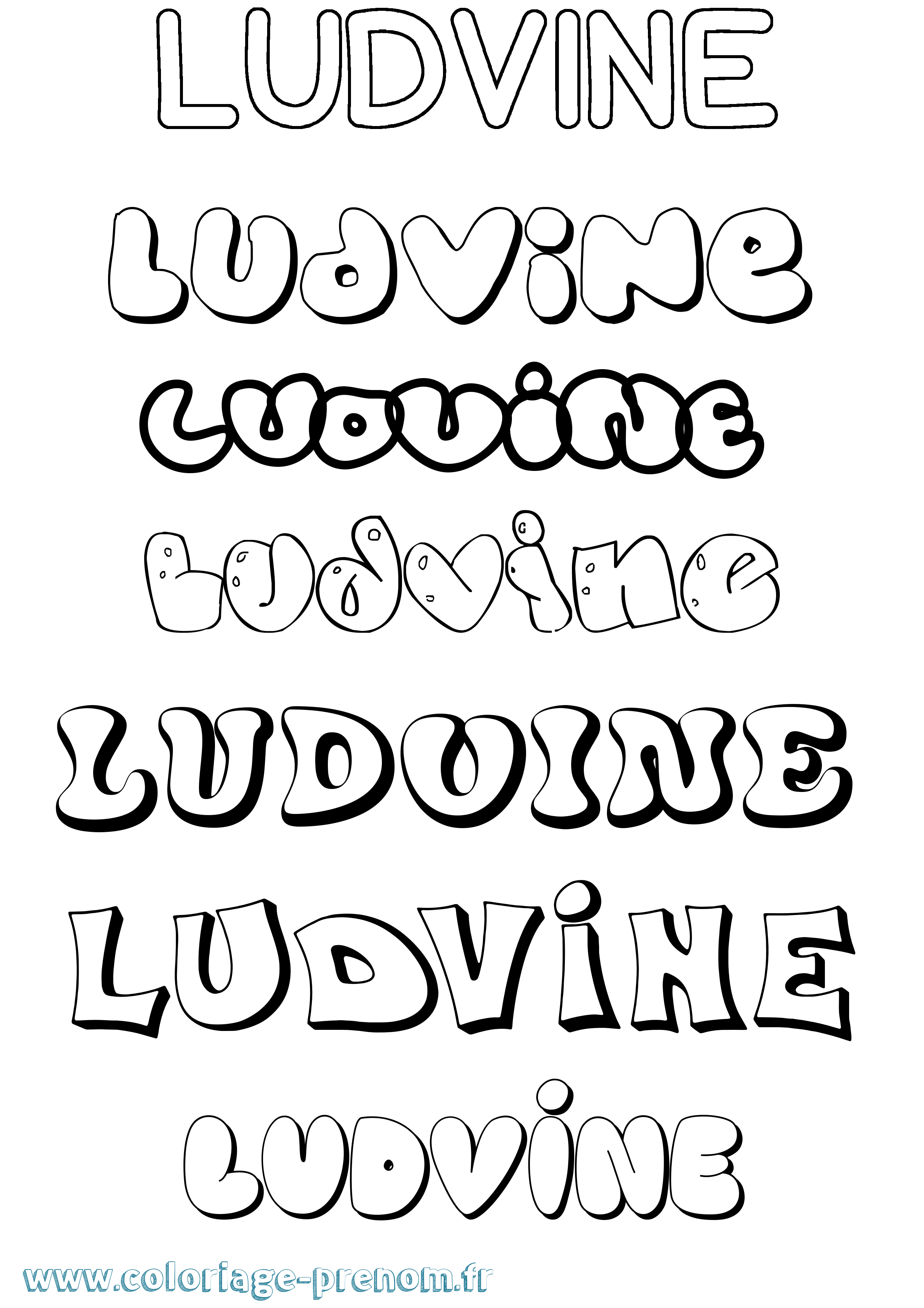 Coloriage prénom Ludvine Bubble