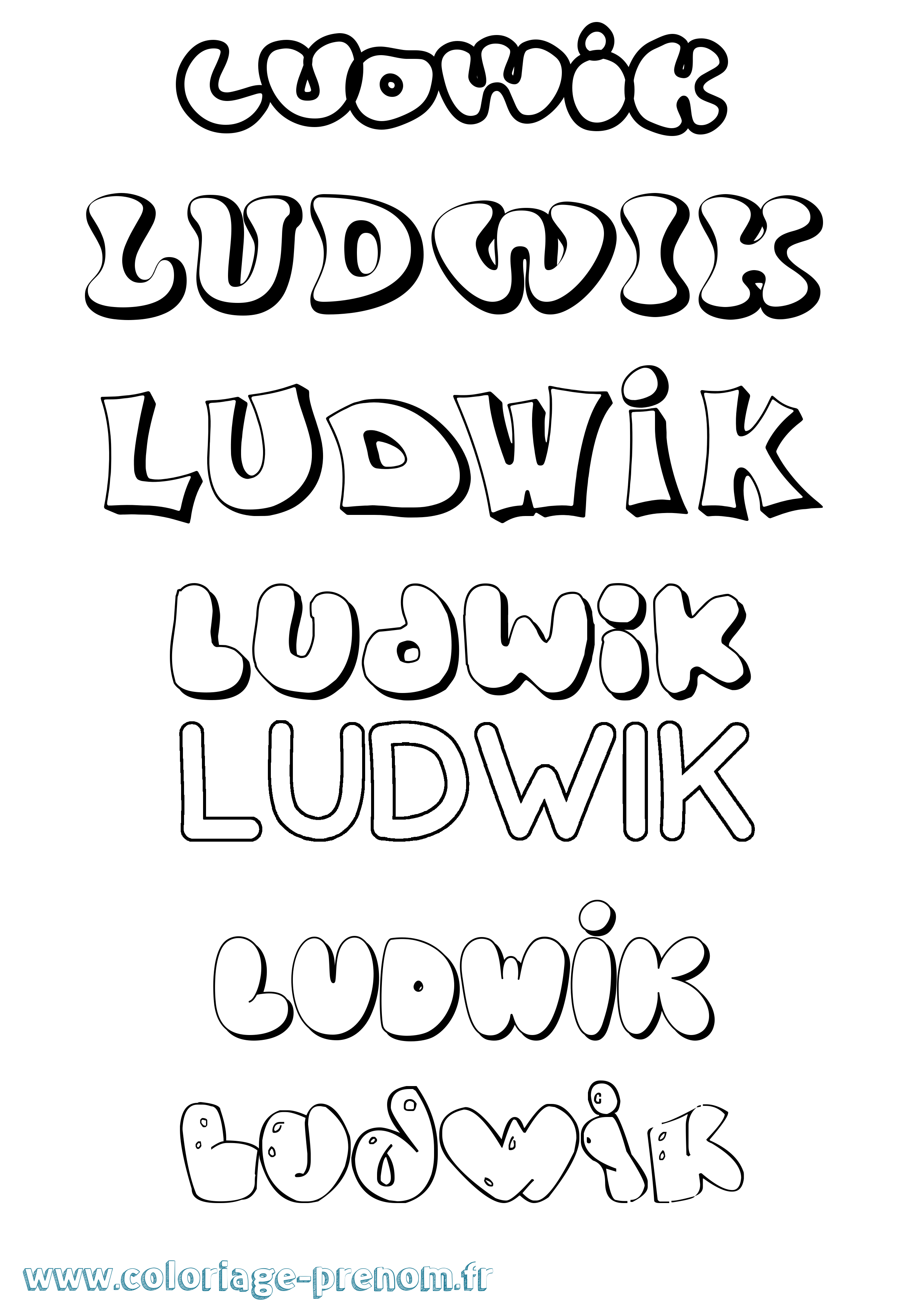 Coloriage Ludwik Bubble Coloriage prénom Ludwik Bubble