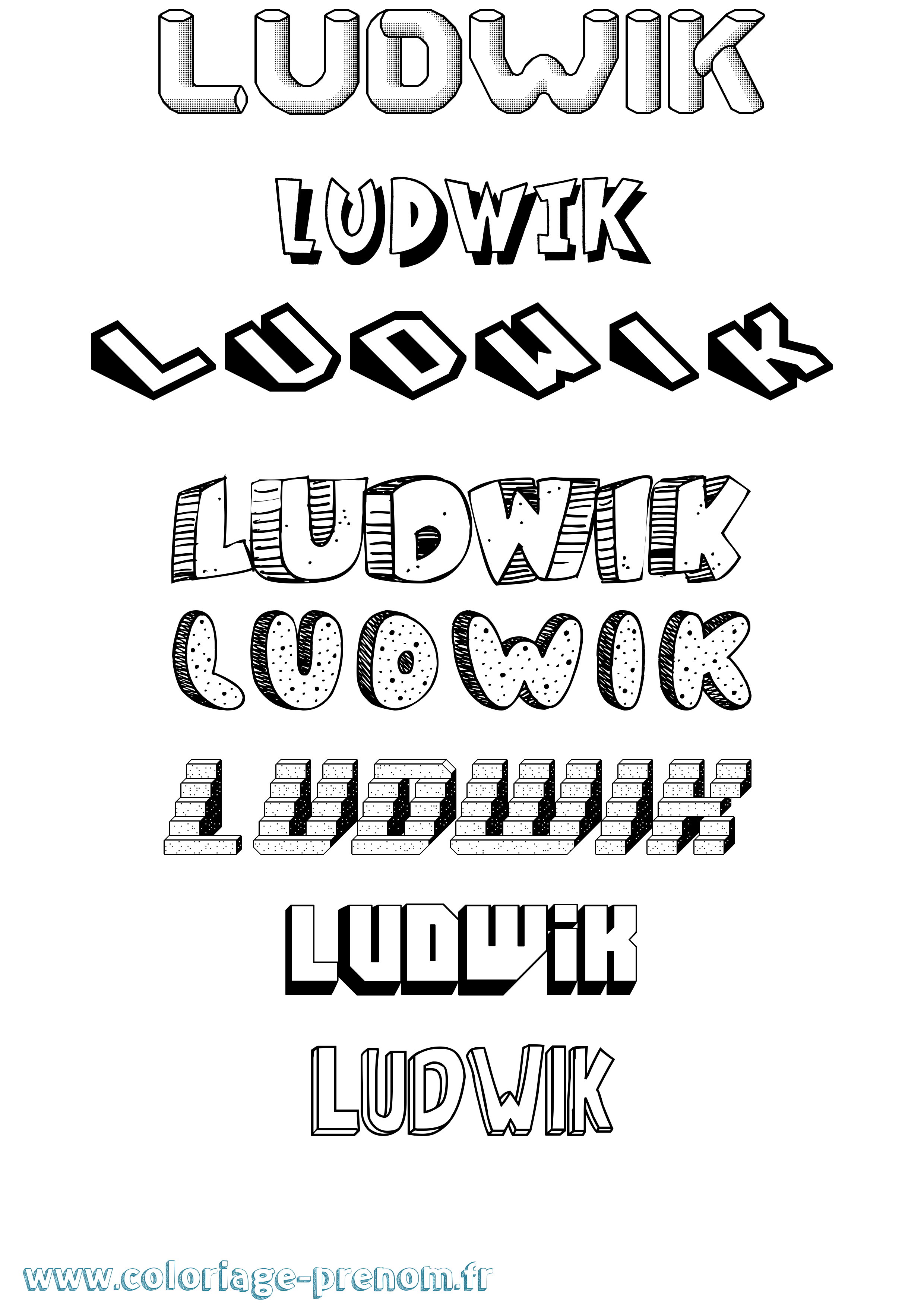 Coloriage Ludwik Effet 3D Coloriage prénom Ludwik Effet 3D