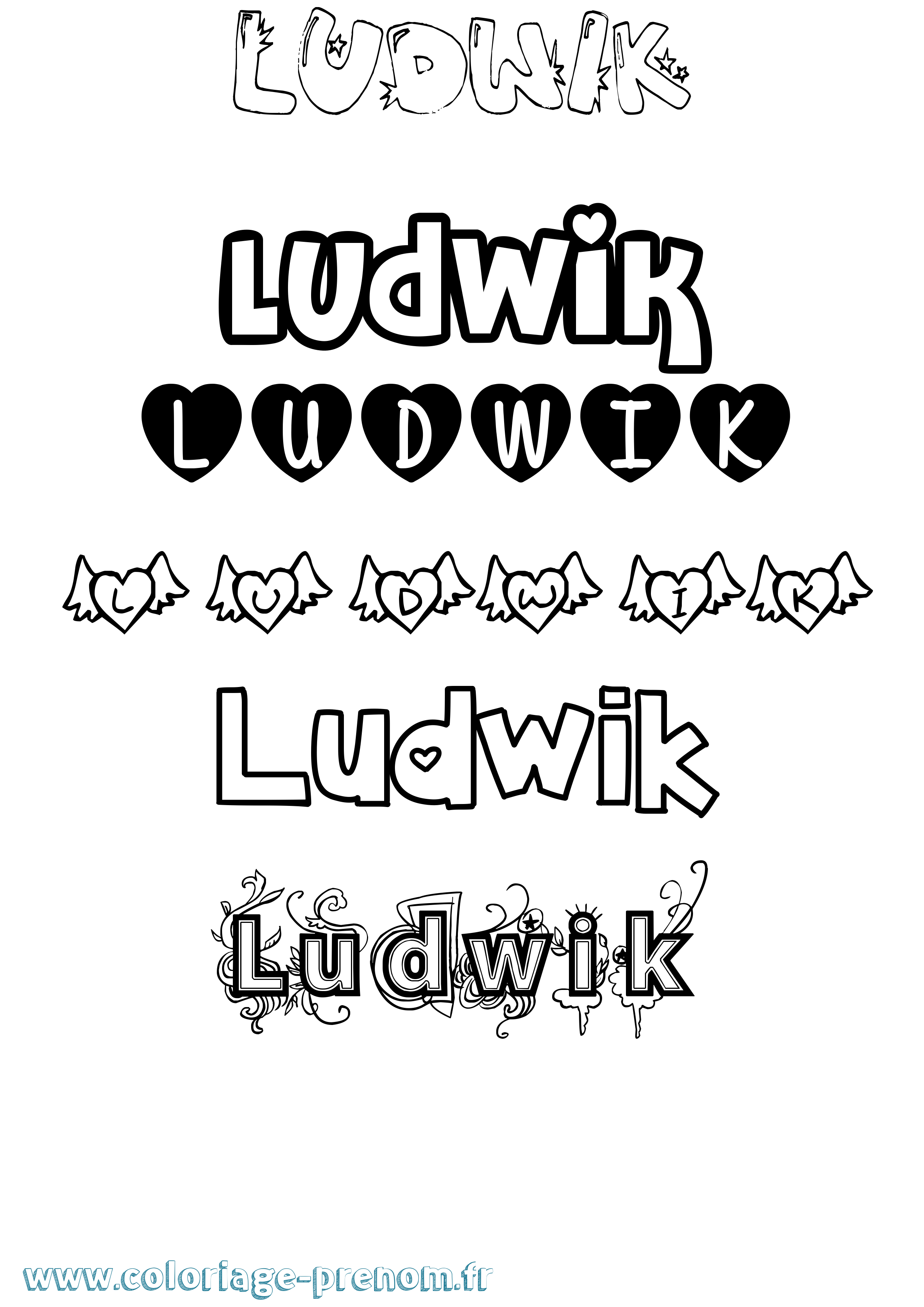 Coloriage Ludwik Girly Coloriage prénom Ludwik Girly