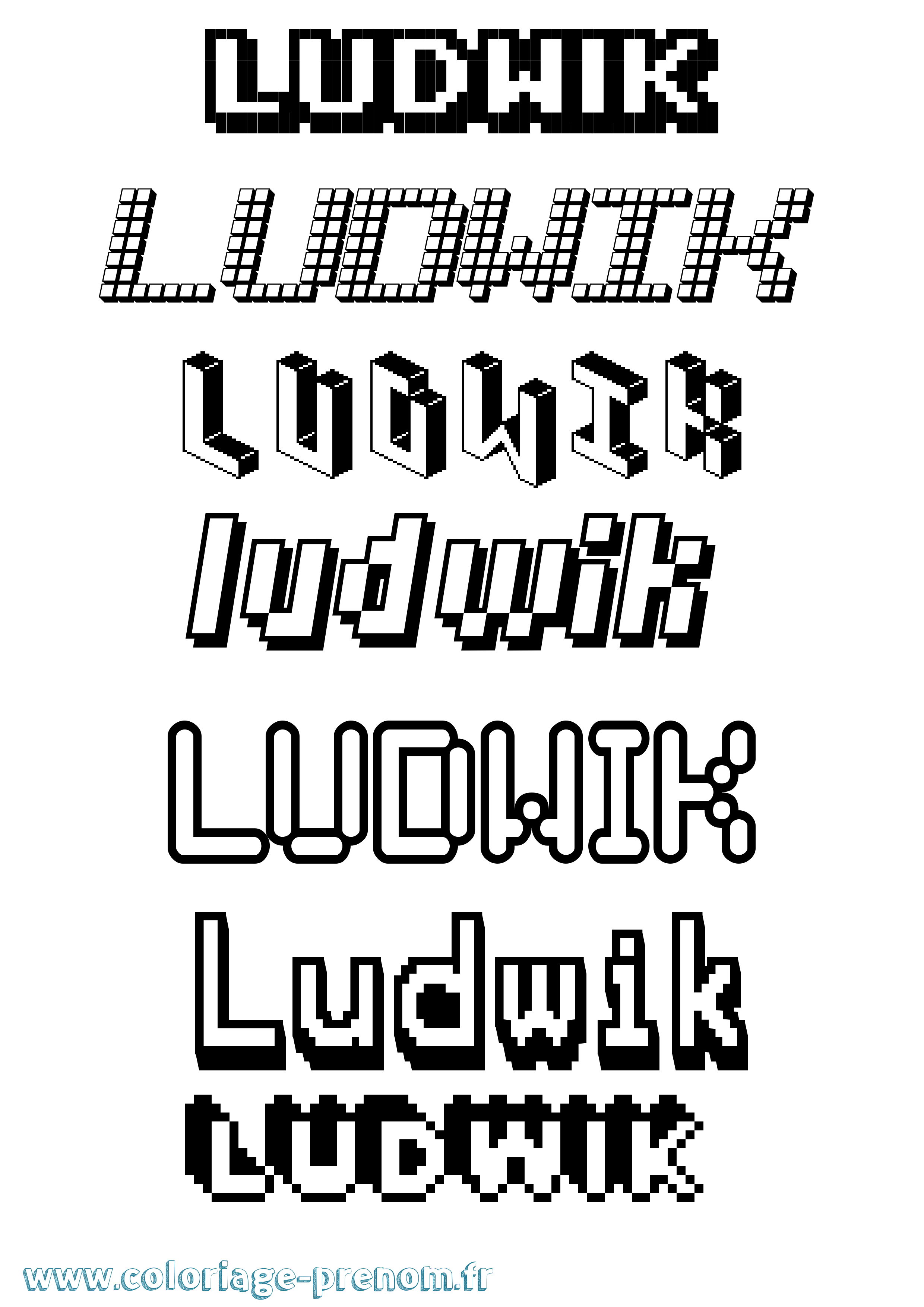 Coloriage Ludwik Pixel Coloriage prénom Ludwik Pixel