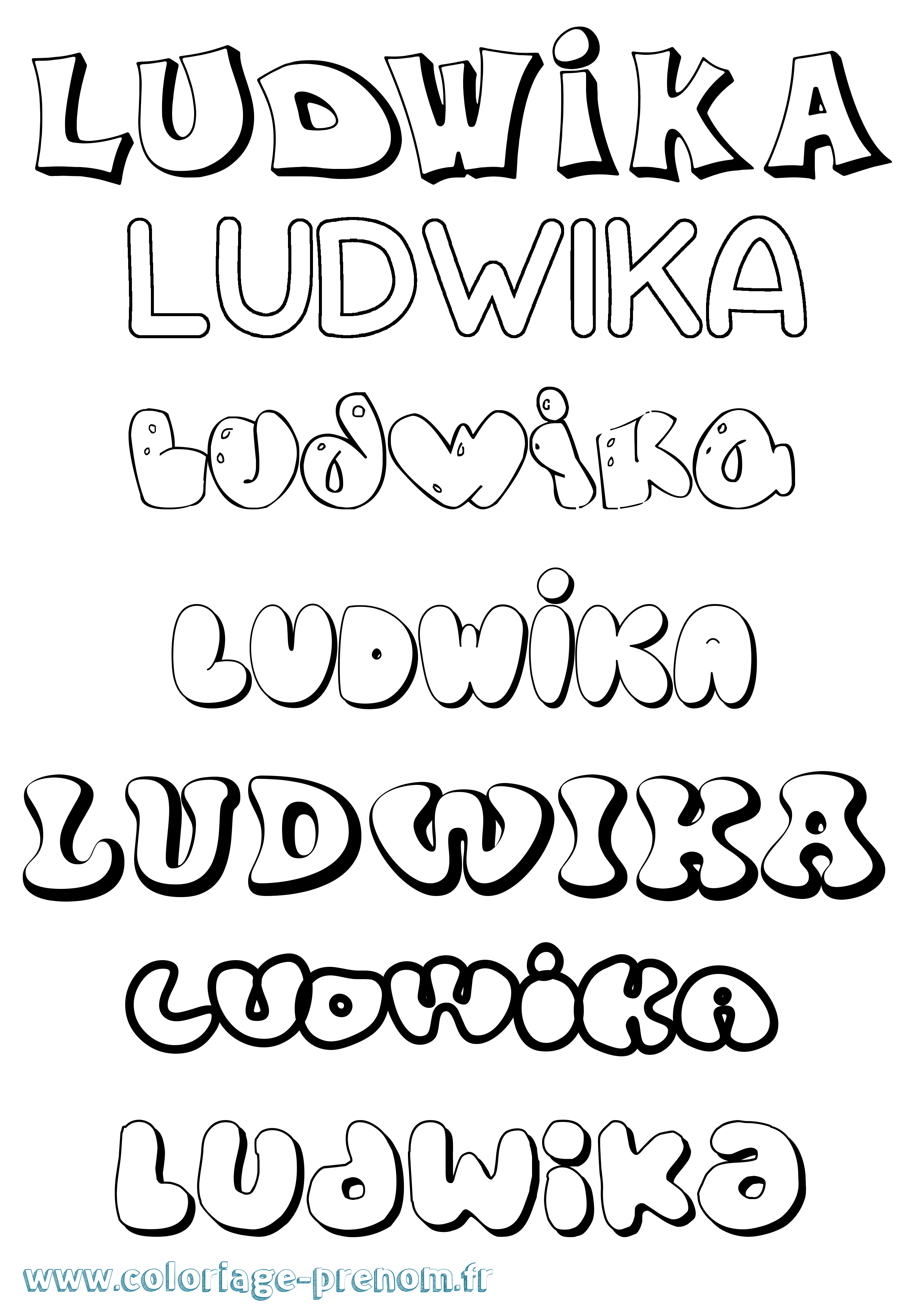 Coloriage Ludwika Bubble Coloriage prénom Ludwika Bubble