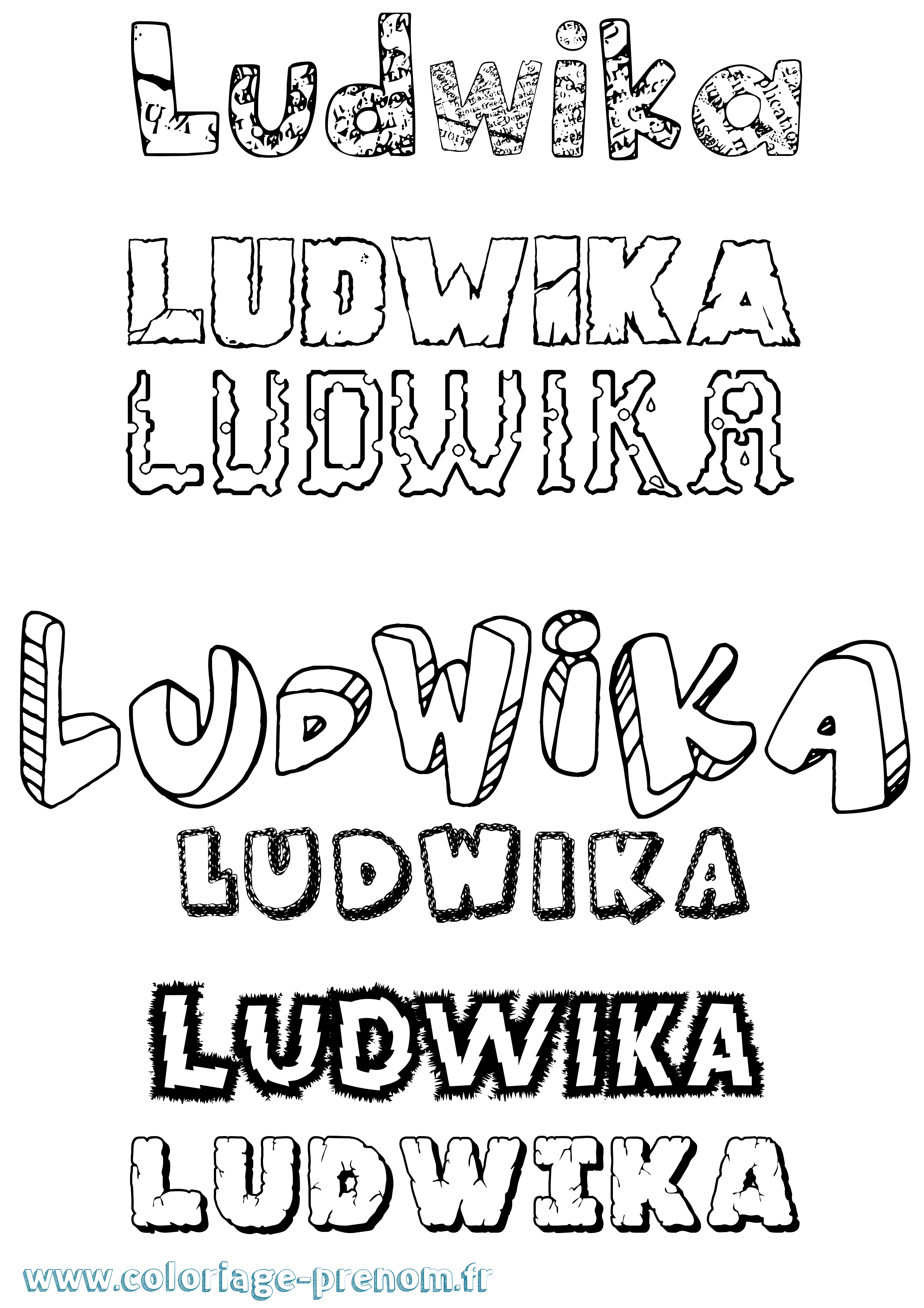Coloriage Ludwika Destructuré Coloriage prénom Ludwika Destructuré