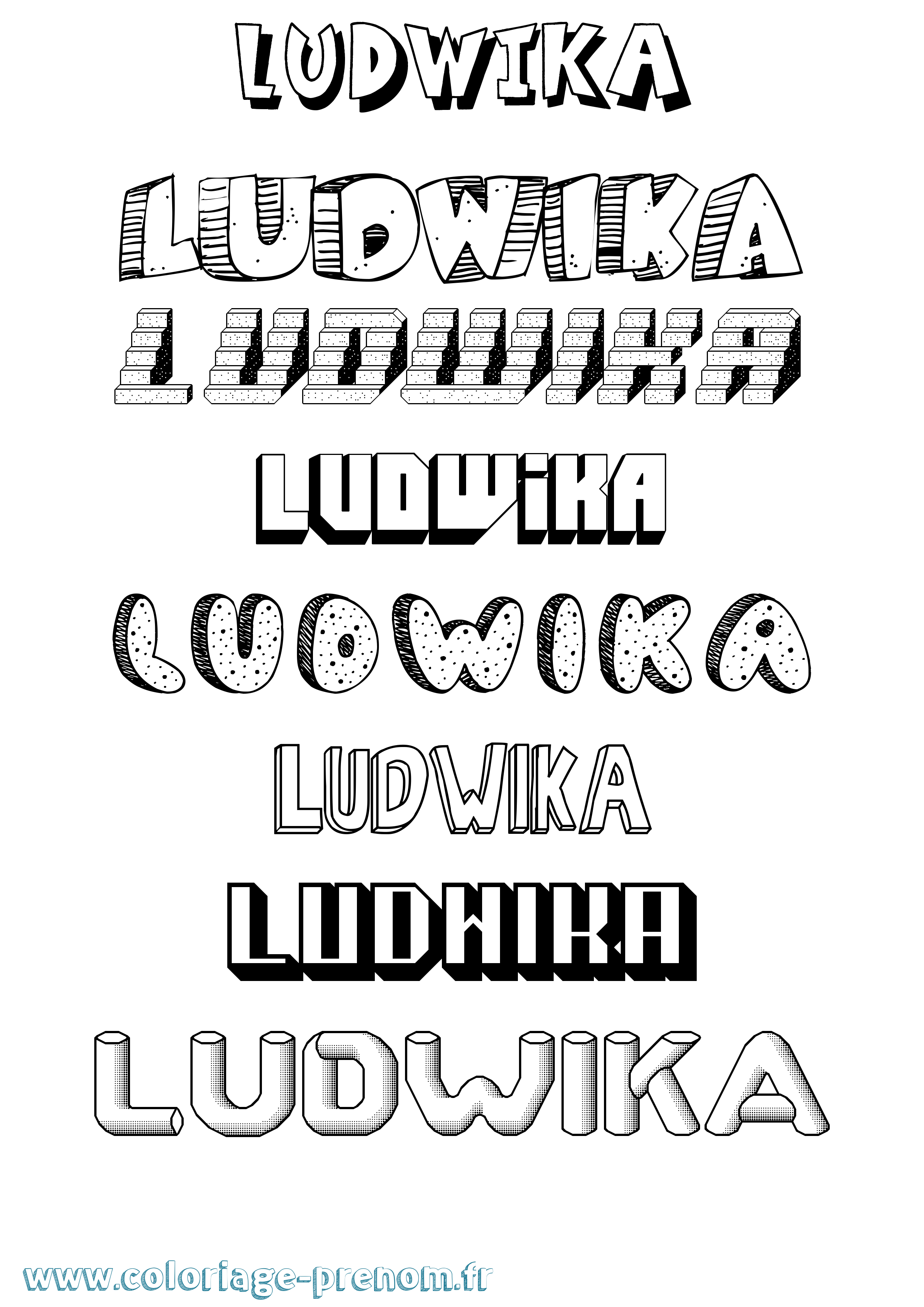 Coloriage Ludwika Effet 3D Coloriage prénom Ludwika Effet 3D