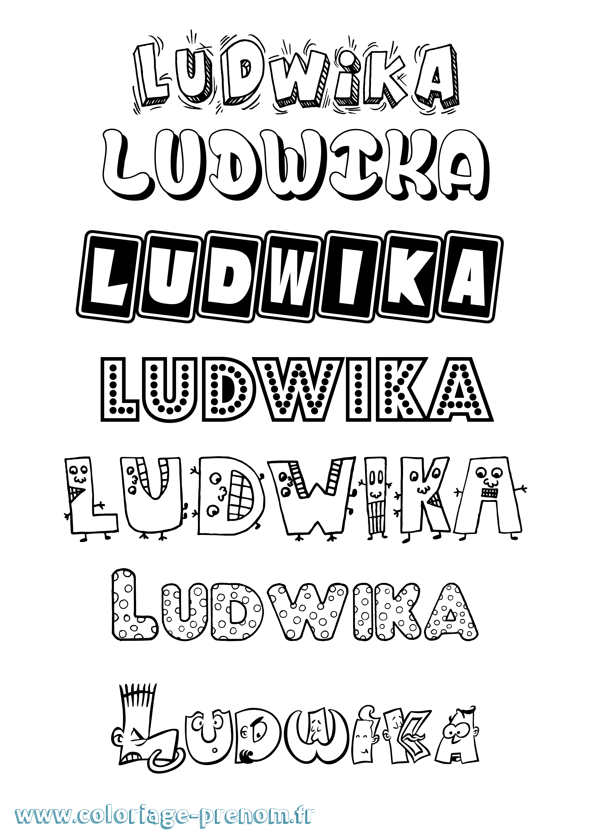 Coloriage prénom Ludwika Fun