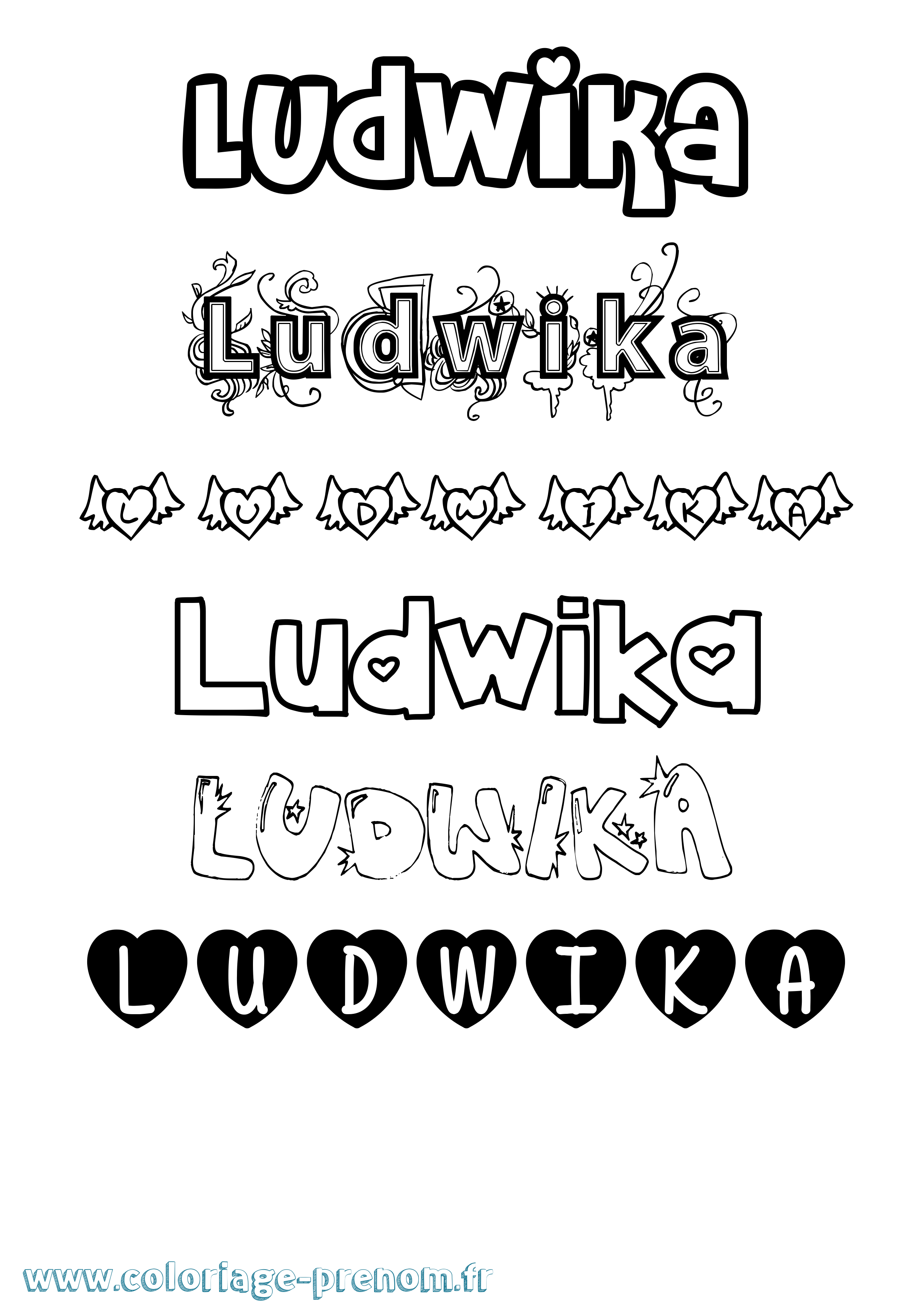 Coloriage Ludwika Girly Coloriage prénom Ludwika Girly
