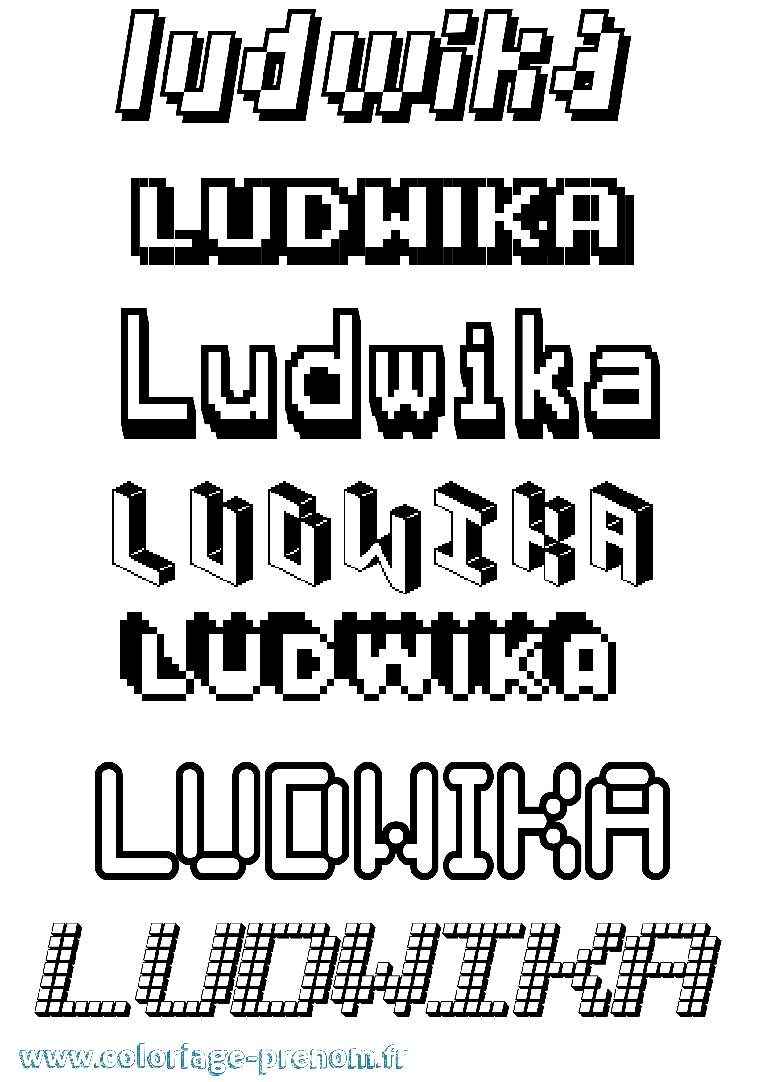 Coloriage prénom Ludwika Pixel