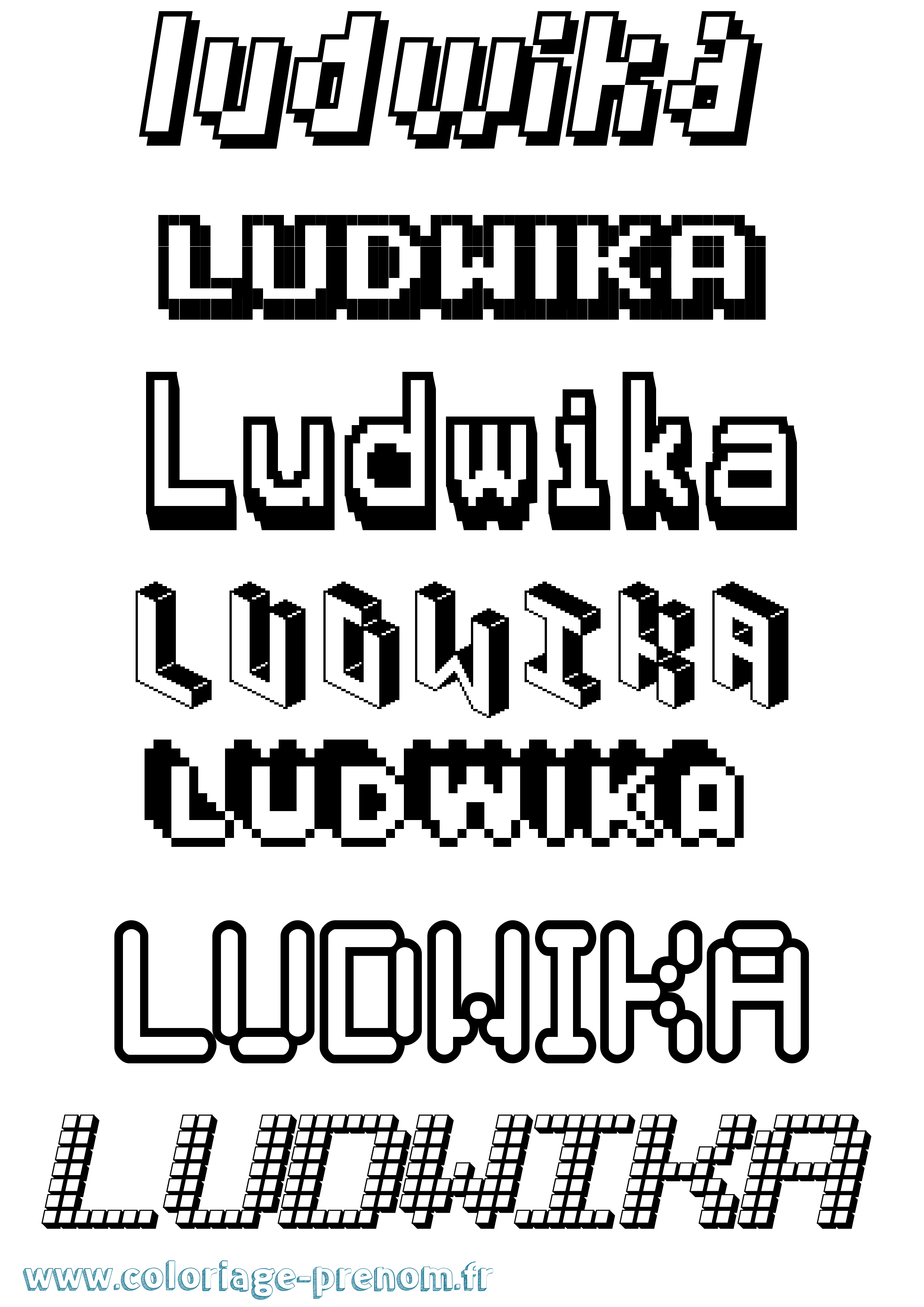 Coloriage Ludwika Pixel Coloriage prénom Ludwika Pixel