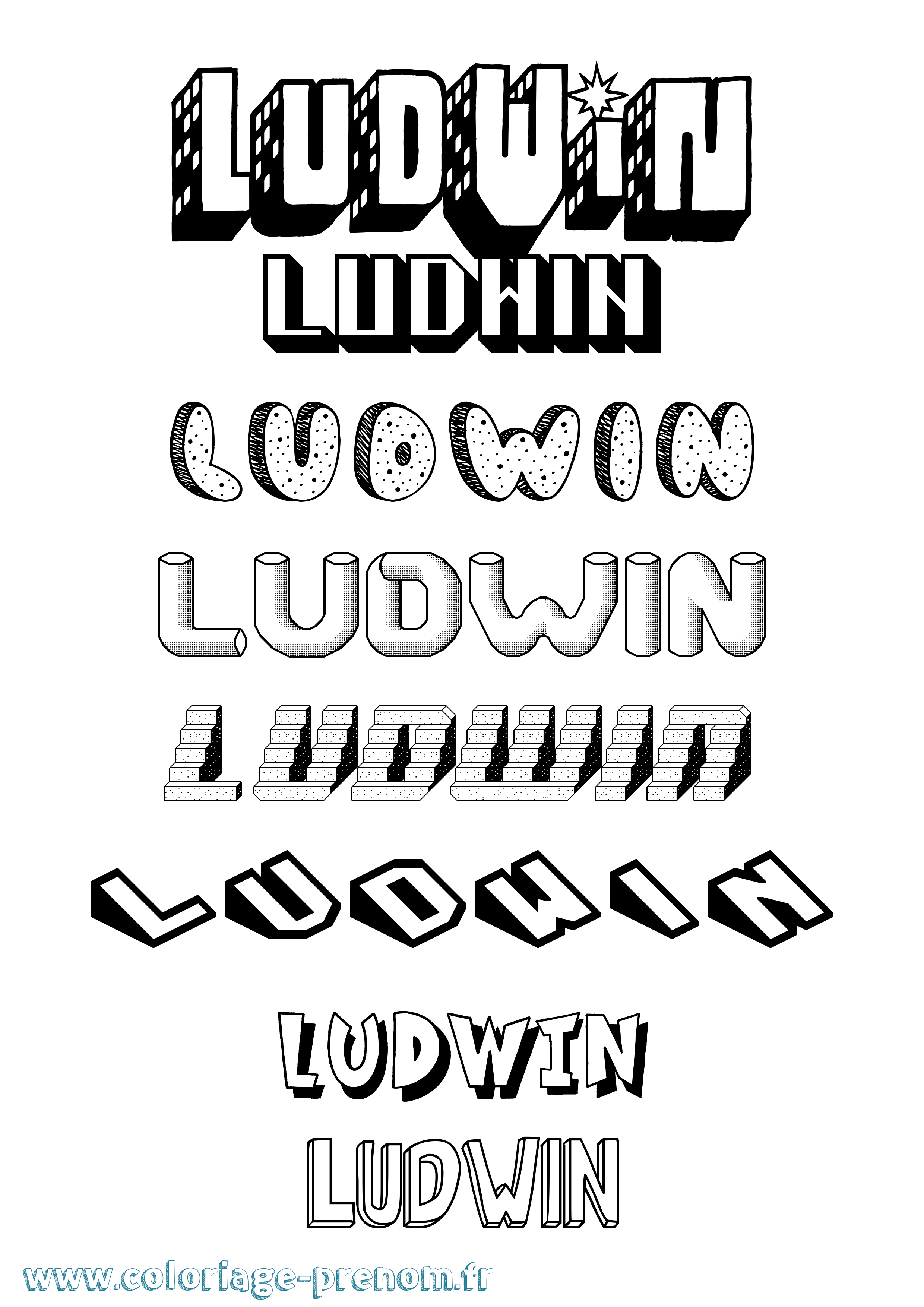 Coloriage Ludwin Effet 3D Coloriage prénom Ludwin Effet 3D