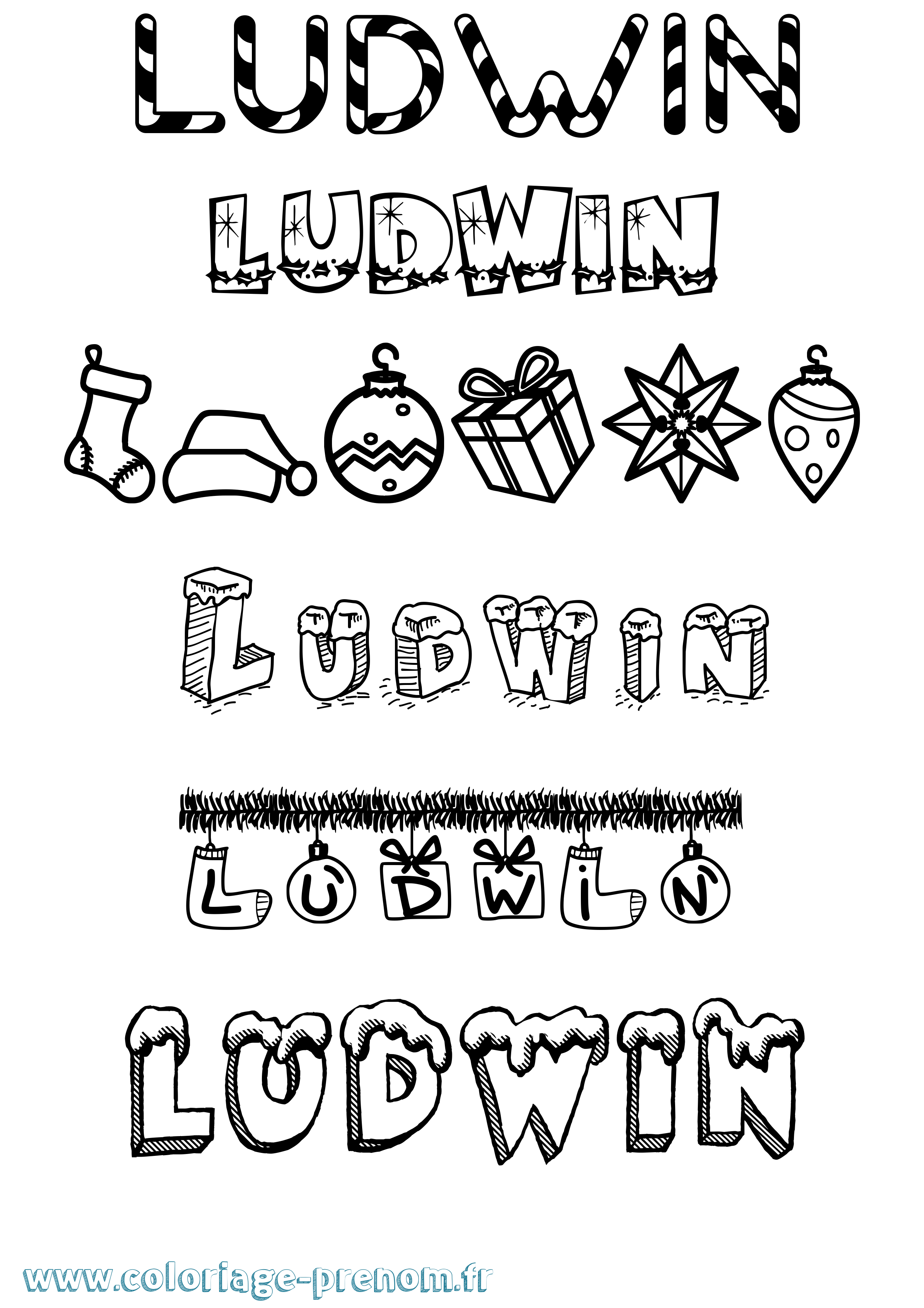 Coloriage Ludwin Noël Coloriage prénom Ludwin Noël
