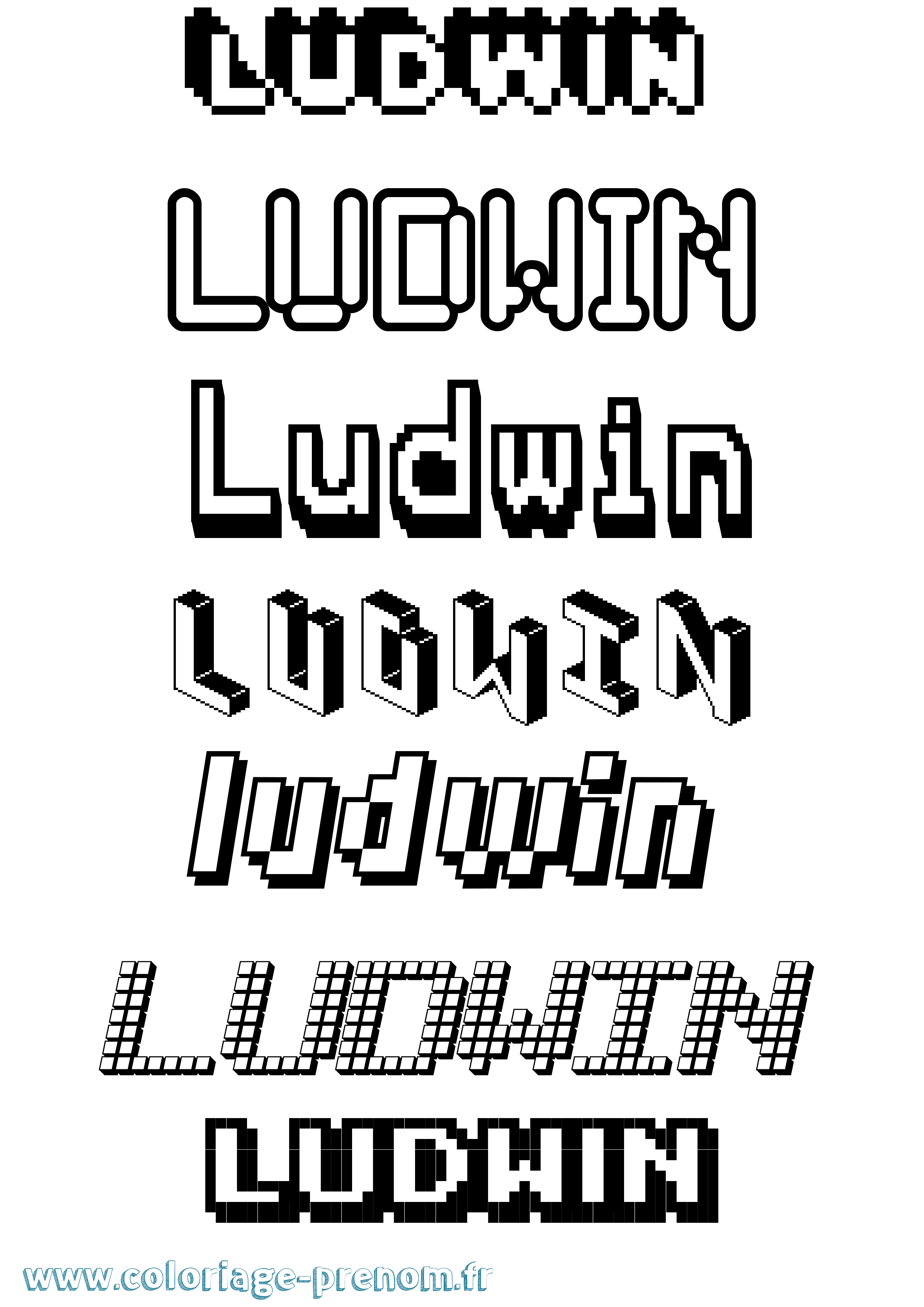 Coloriage Ludwin Pixel Coloriage prénom Ludwin Pixel