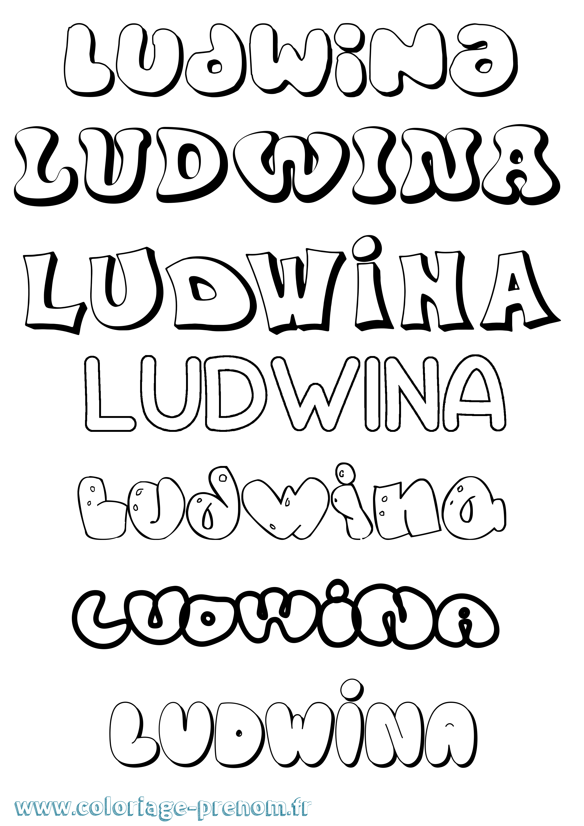Coloriage Ludwina Bubble Coloriage prénom Ludwina Bubble