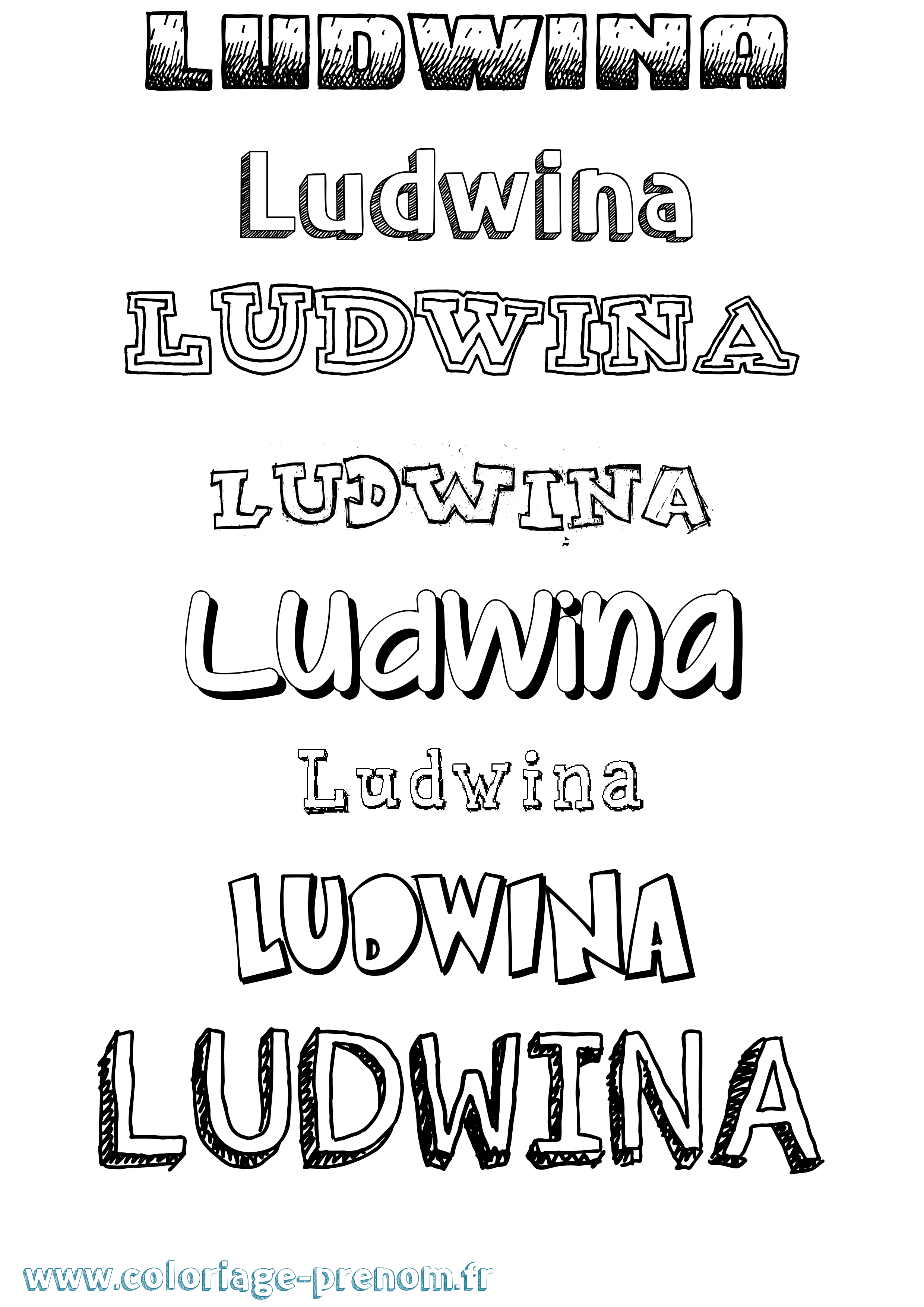 Coloriage prénom Ludwina Dessiné
