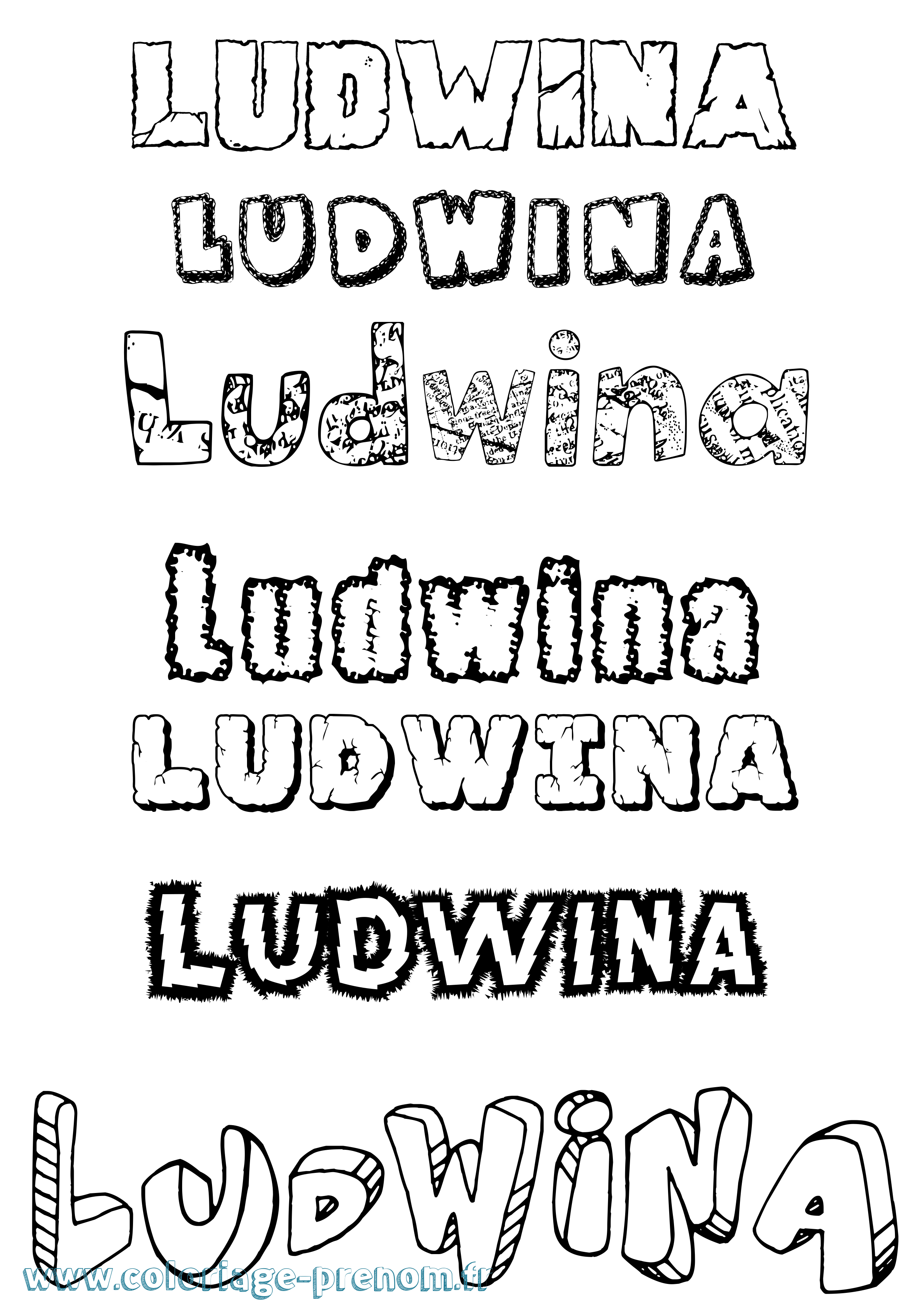 Coloriage Ludwina Destructuré Coloriage prénom Ludwina Destructuré