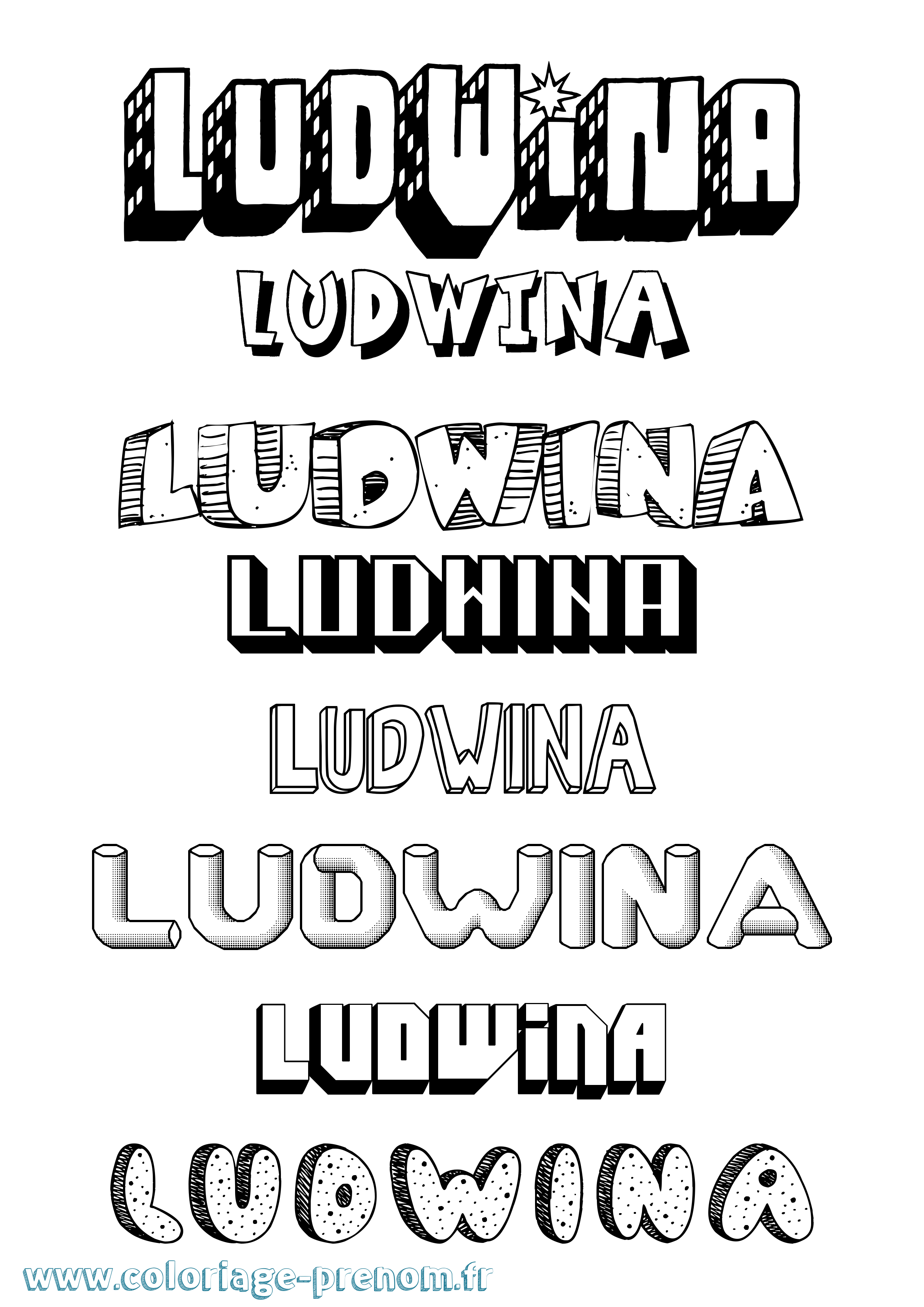 Coloriage Ludwina Effet 3D Coloriage prénom Ludwina Effet 3D