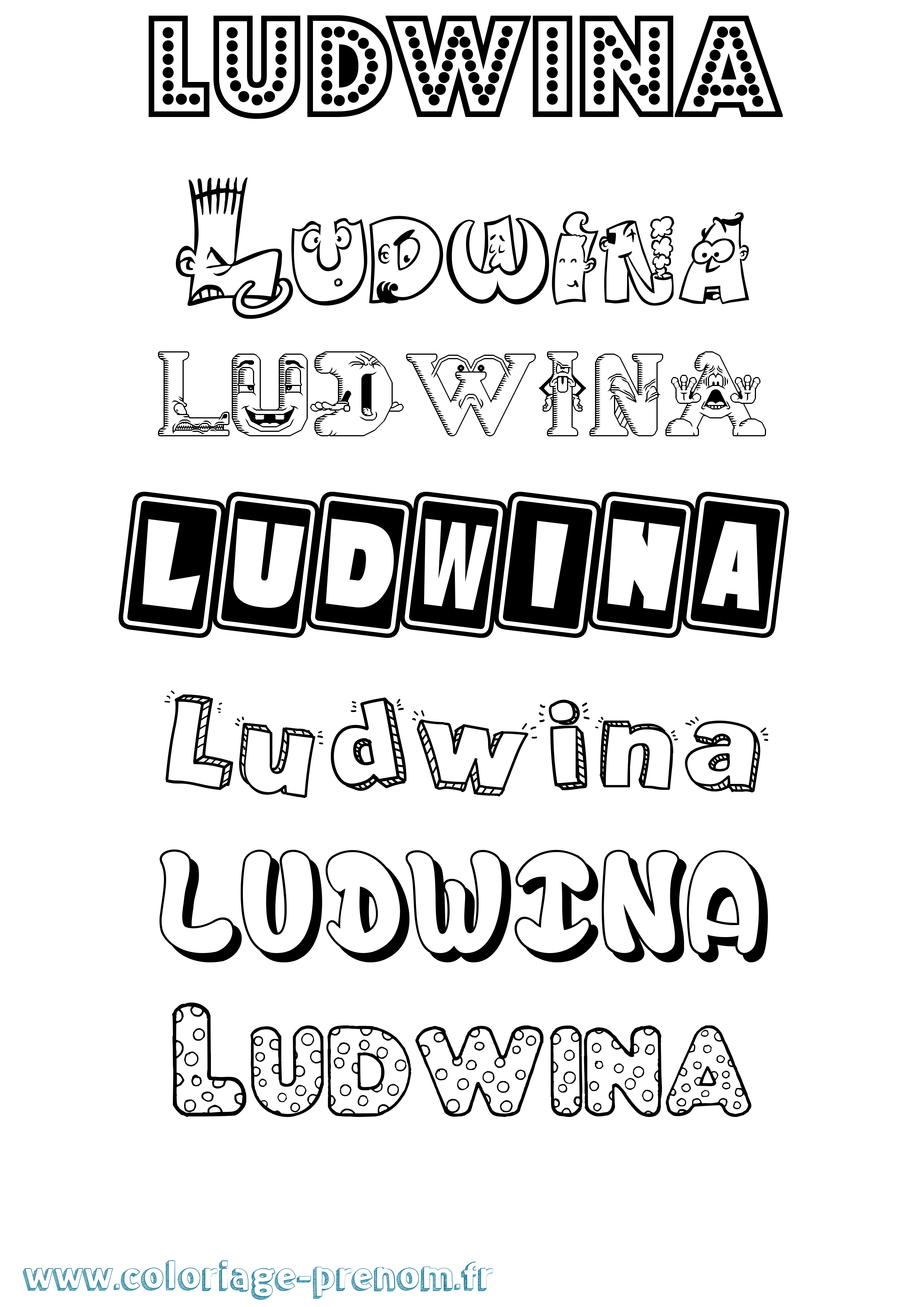Coloriage prénom Ludwina Fun