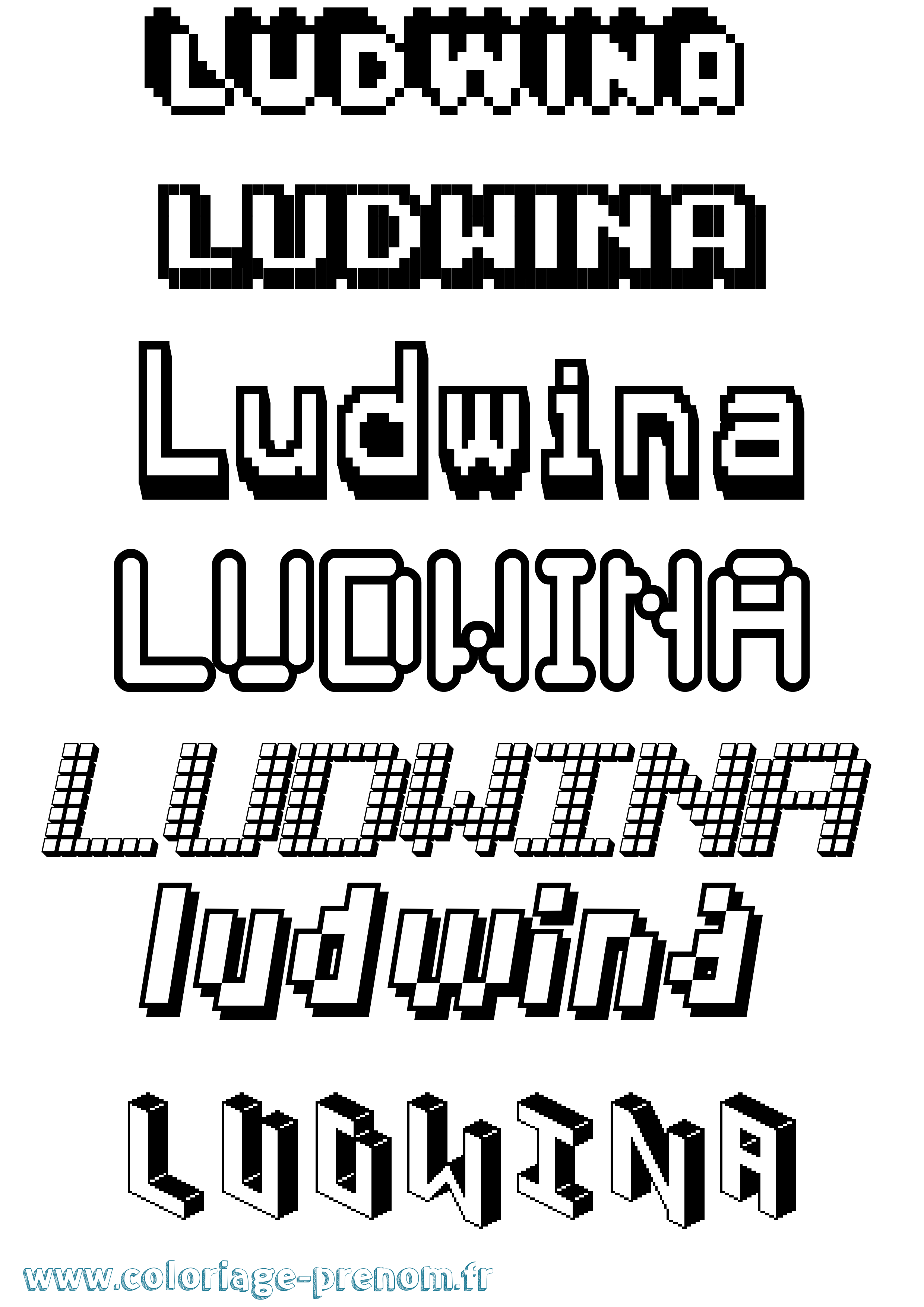 Coloriage prénom Ludwina Pixel