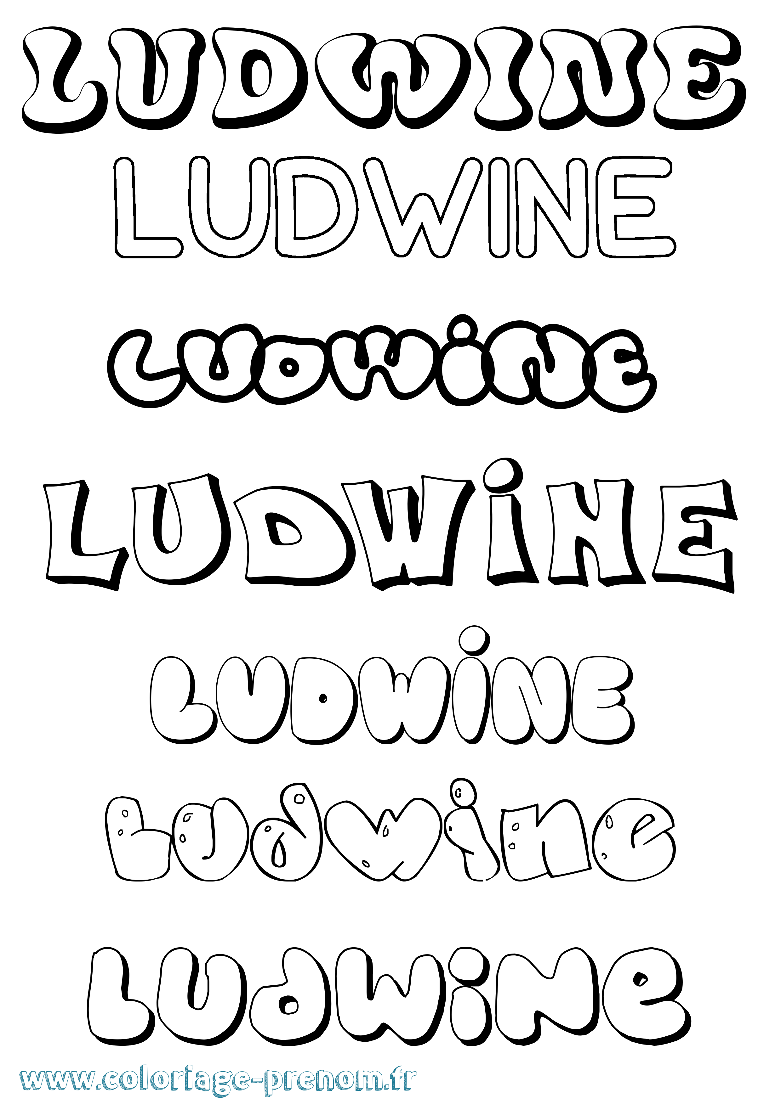 Coloriage Ludwine Bubble Coloriage prénom Ludwine Bubble