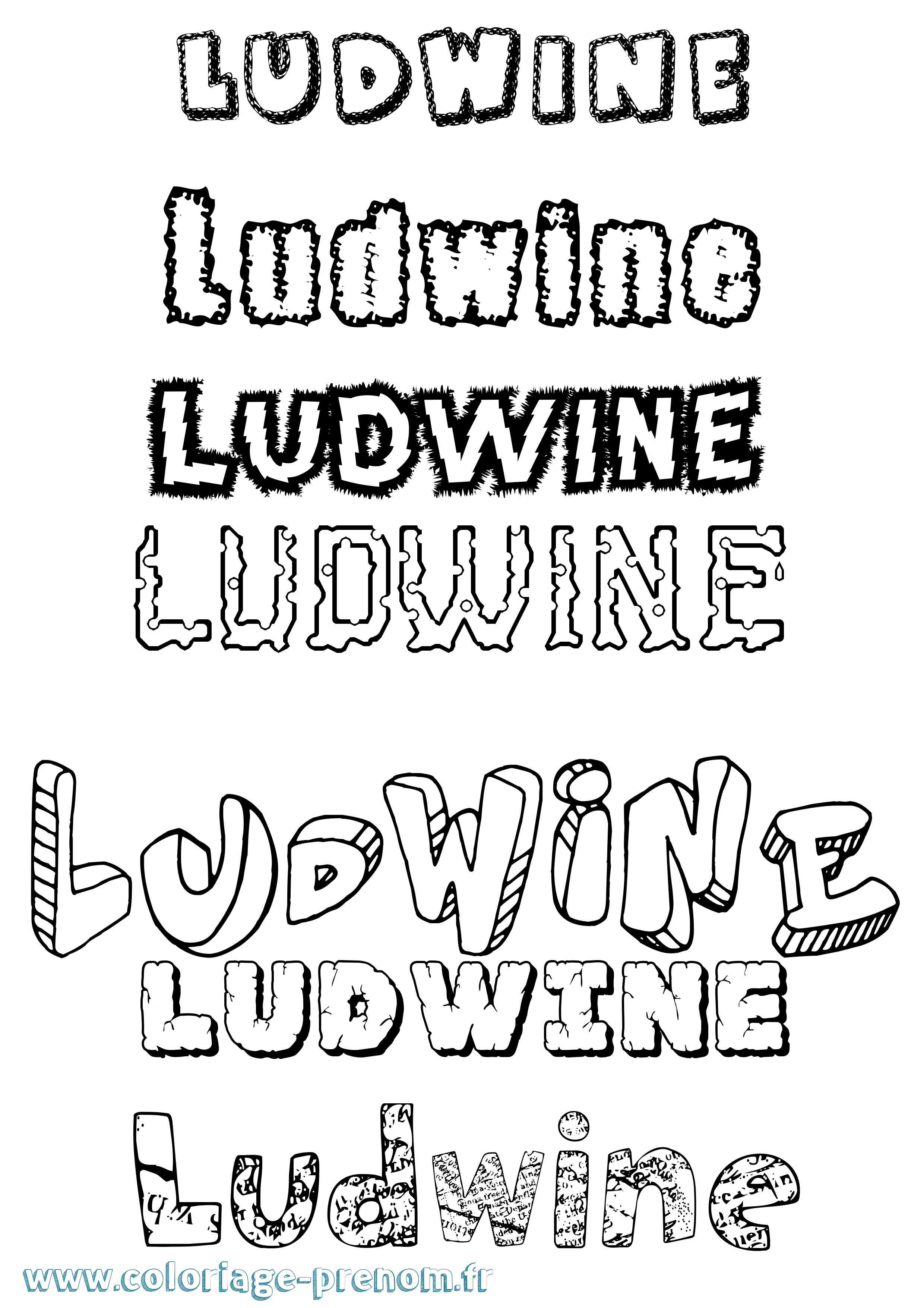 Coloriage Ludwine Destructuré Coloriage prénom Ludwine Destructuré