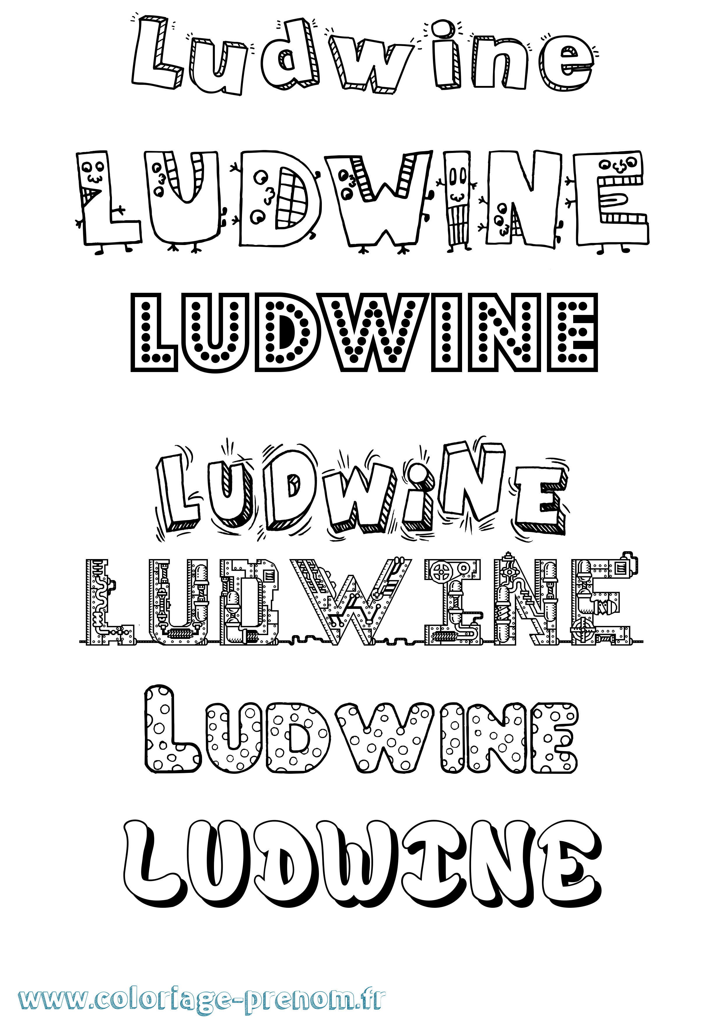 Coloriage Ludwine Fun Coloriage prénom Ludwine Fun