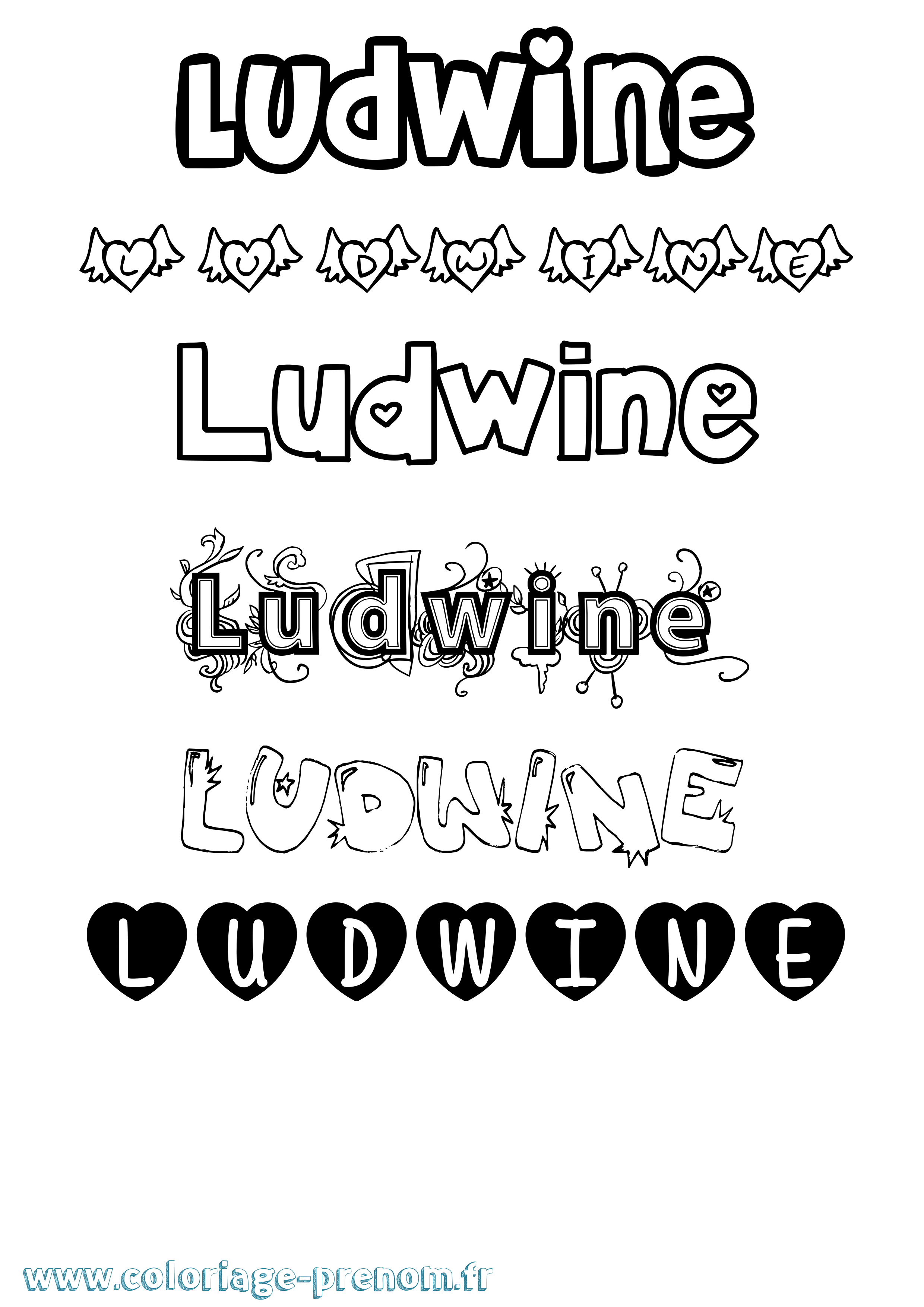 Coloriage Ludwine Girly Coloriage prénom Ludwine Girly