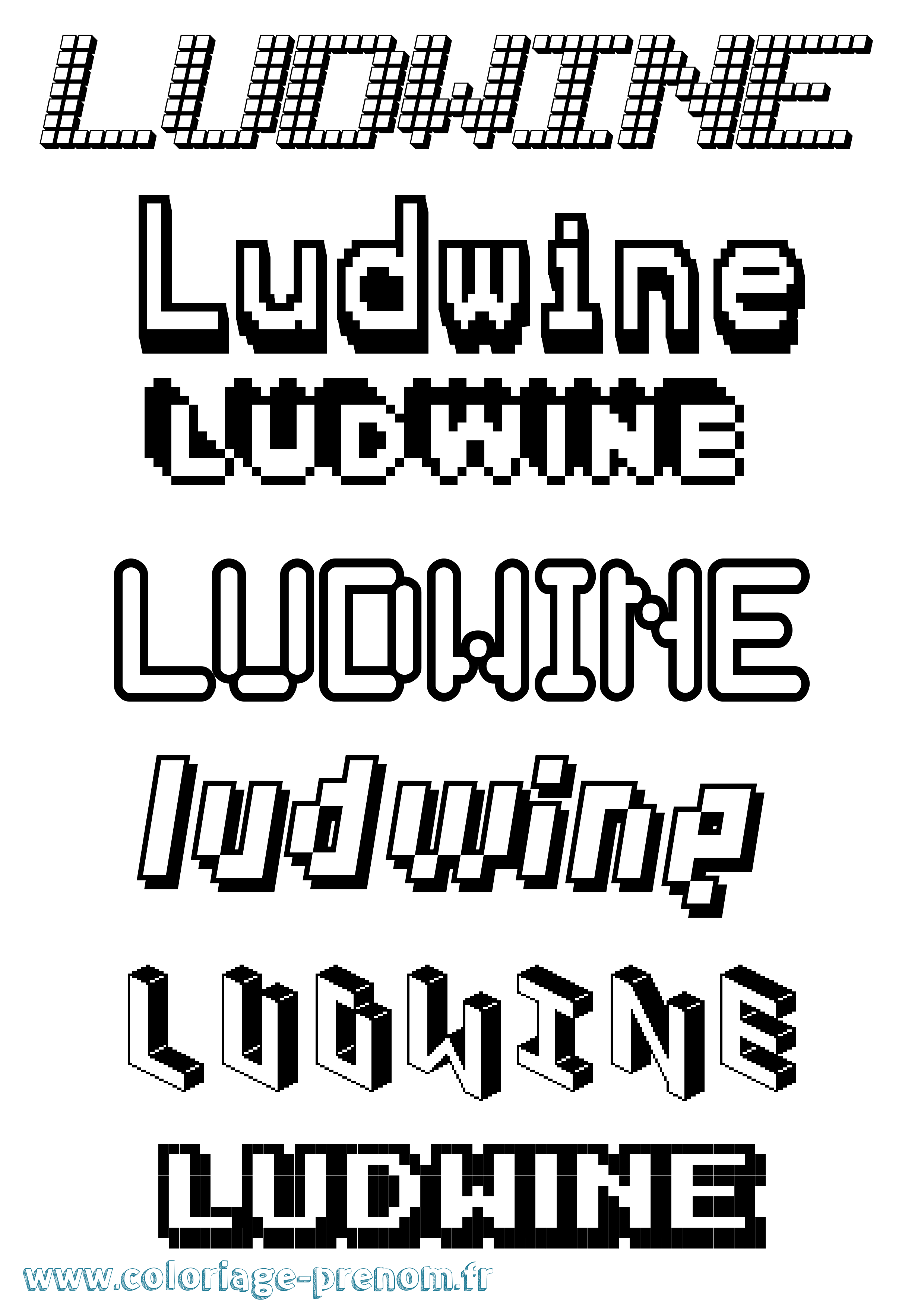 Coloriage Ludwine Pixel Coloriage prénom Ludwine Pixel
