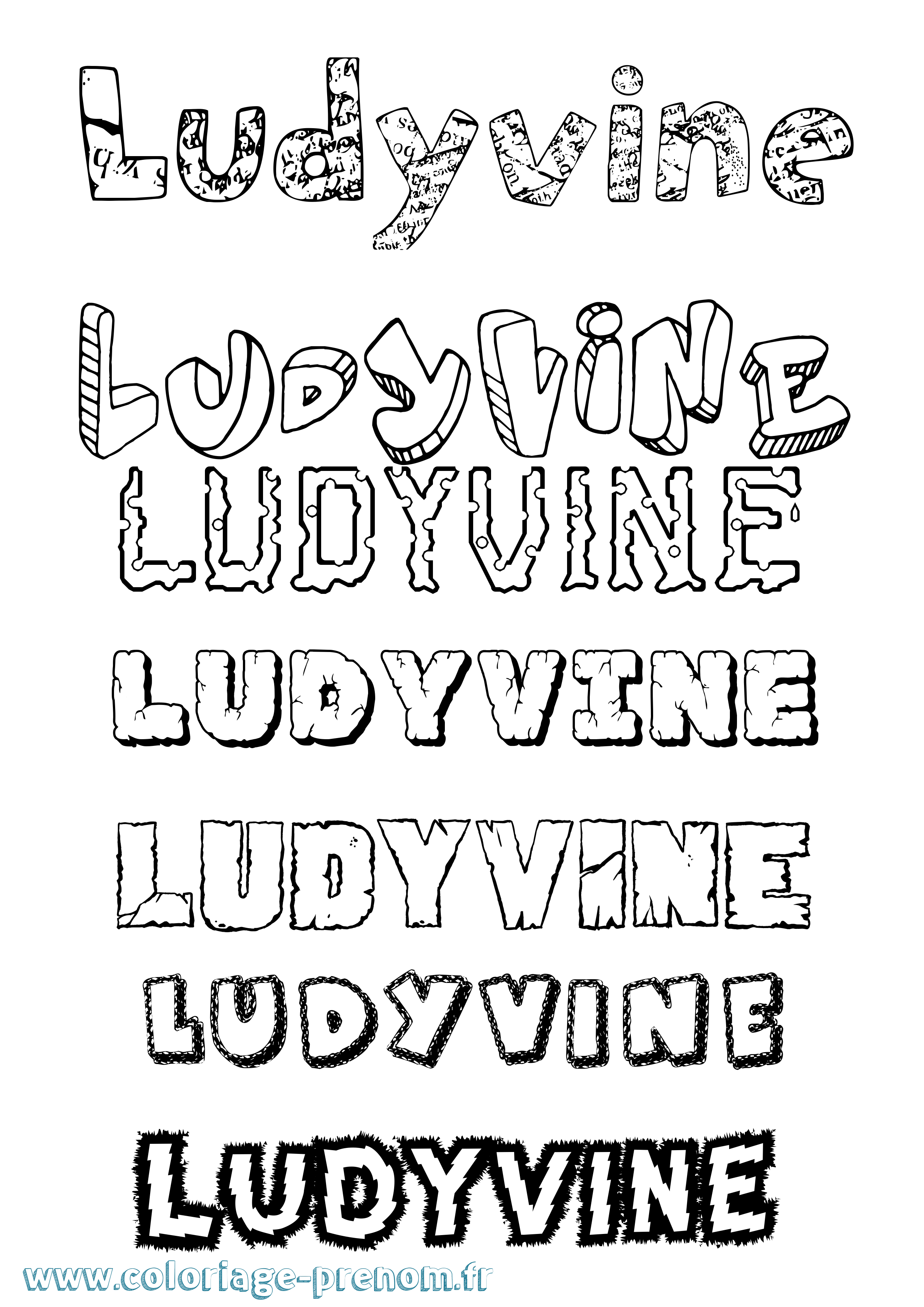 Coloriage Ludyvine Destructuré Coloriage prénom Ludyvine Destructuré