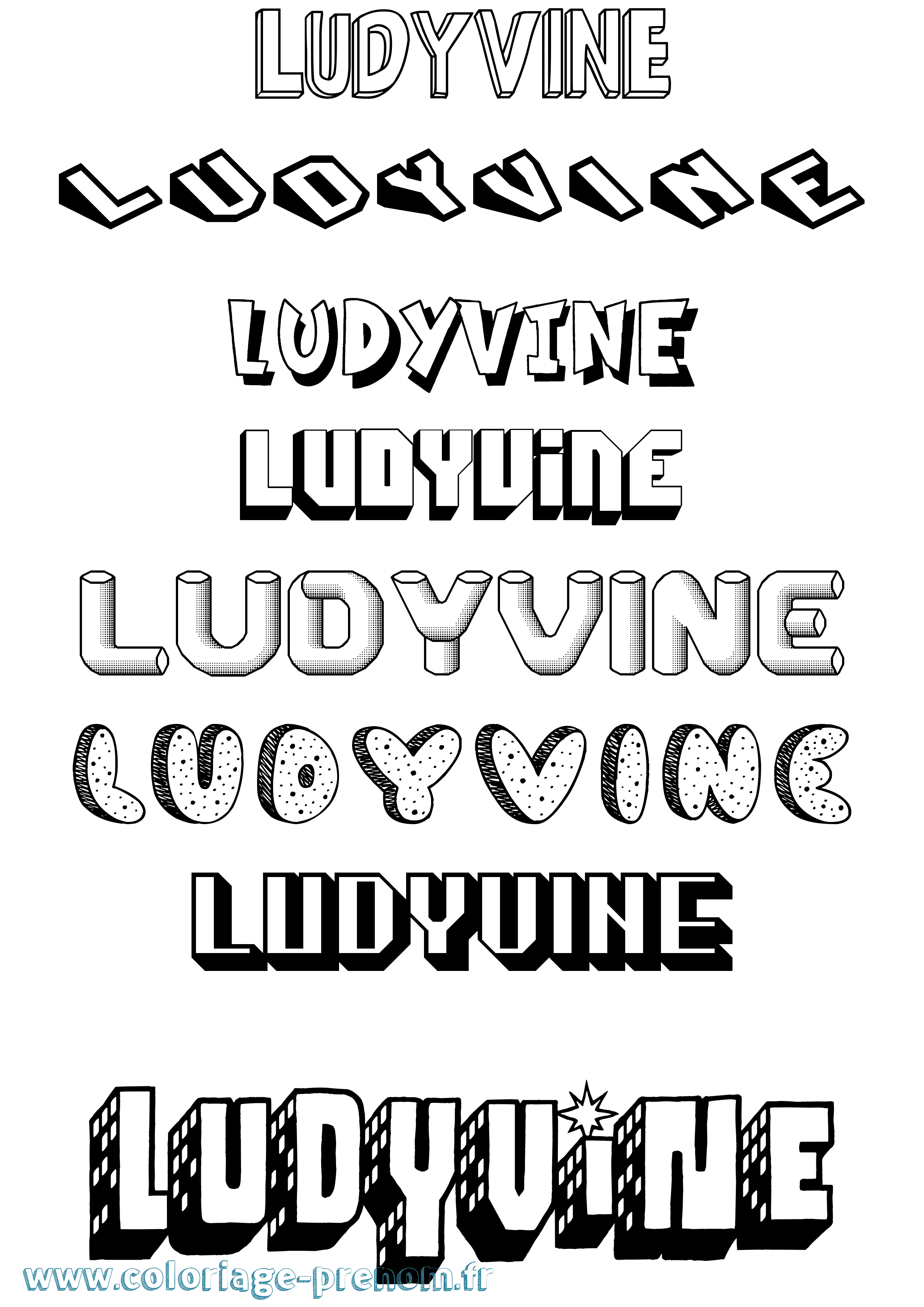 Coloriage Ludyvine Effet 3D Coloriage prénom Ludyvine Effet 3D