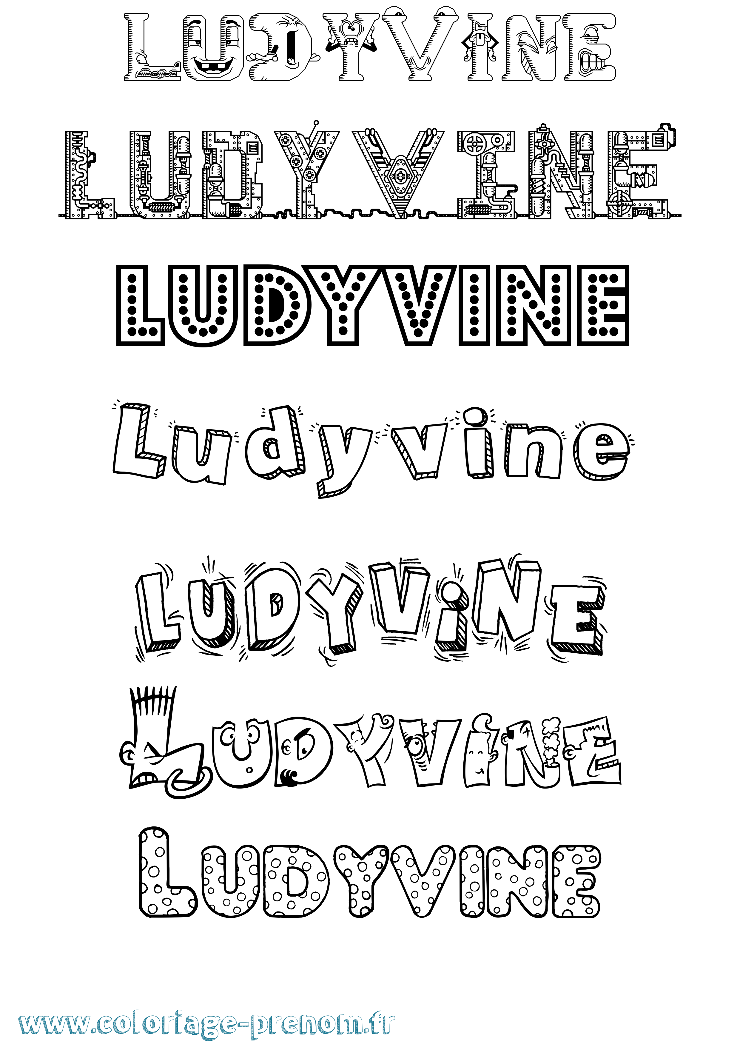 Coloriage Ludyvine Fun Coloriage prénom Ludyvine Fun