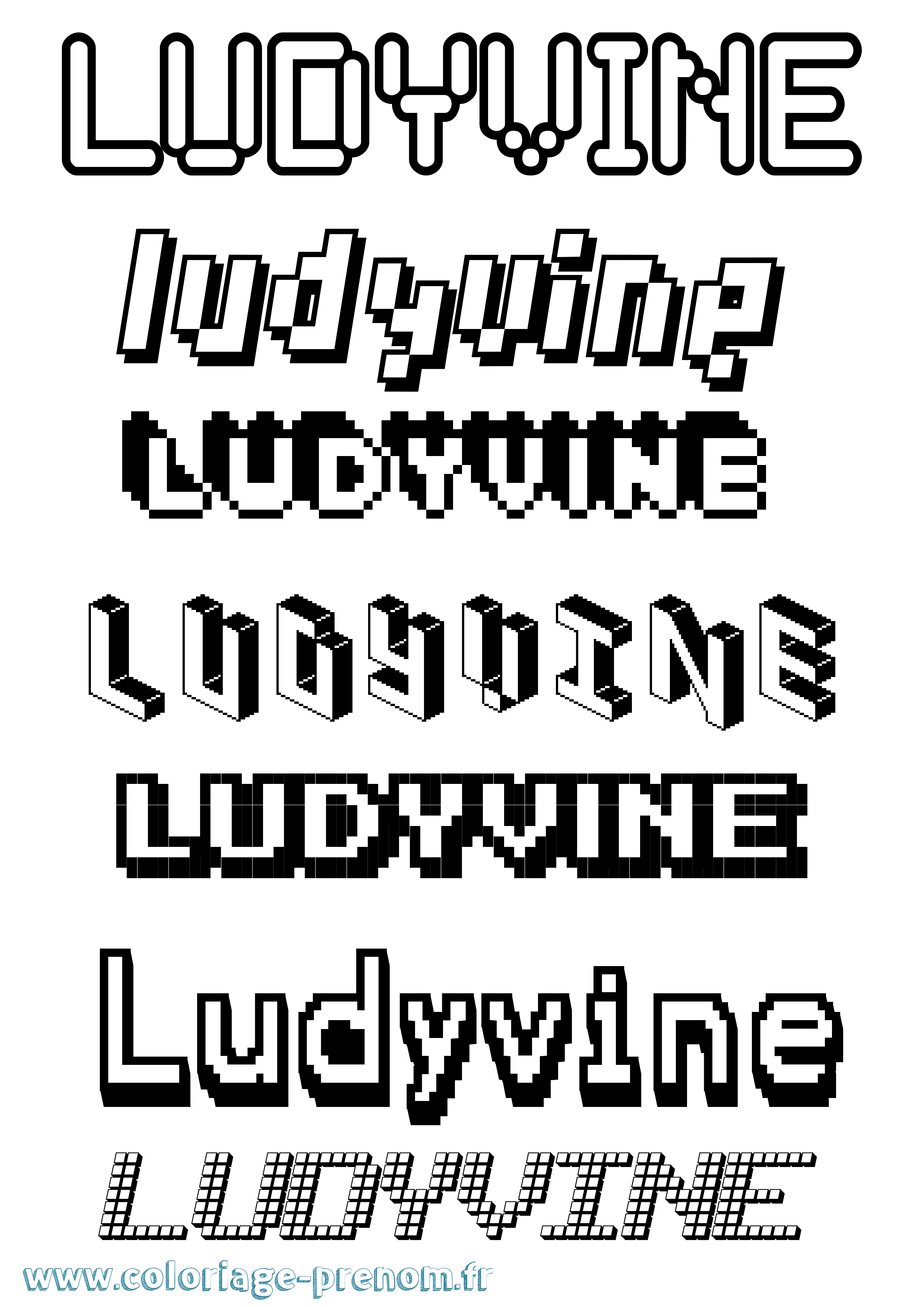 Coloriage Ludyvine Pixel Coloriage prénom Ludyvine Pixel
