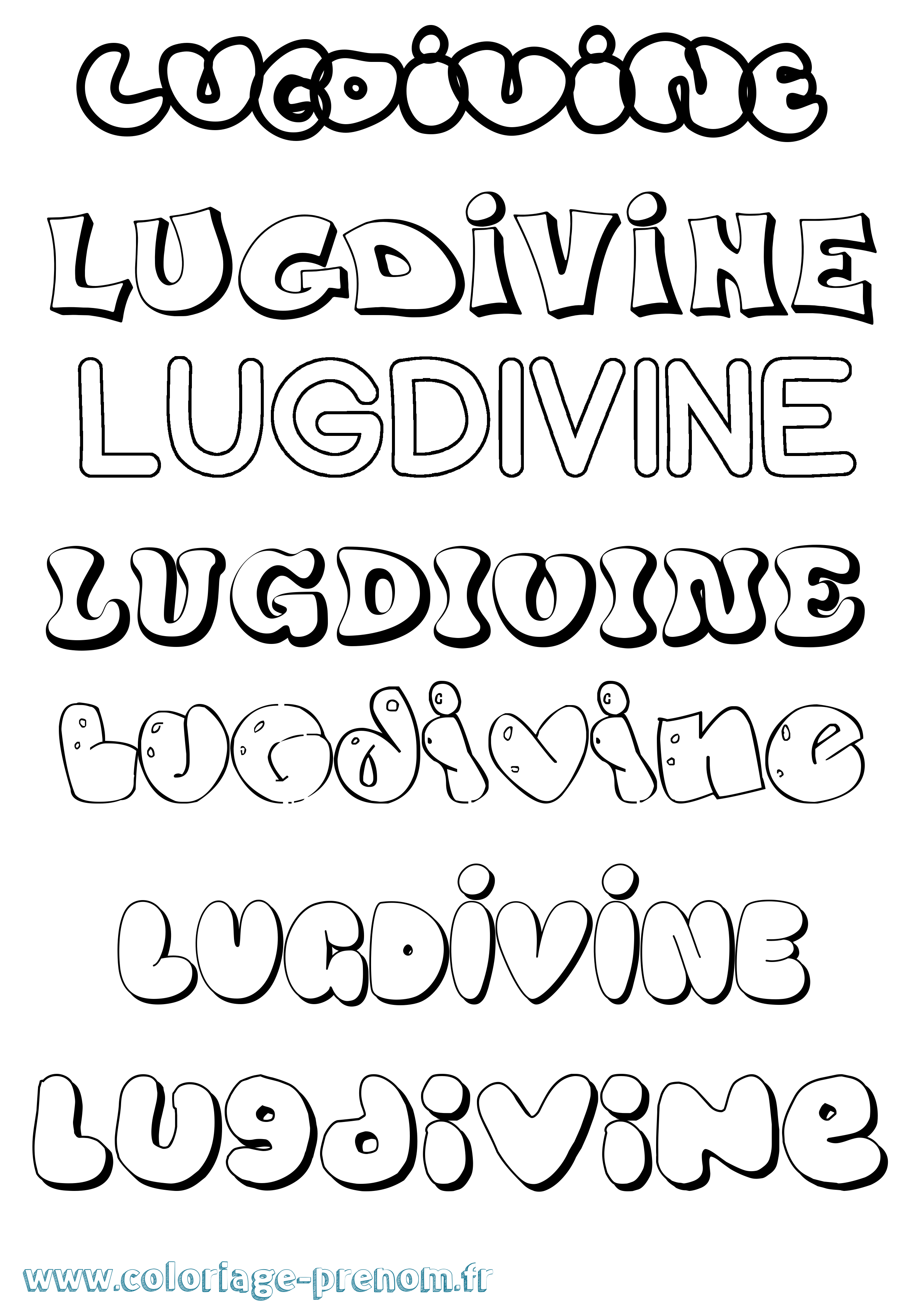 Coloriage Lugdivine Bubble Coloriage prénom Lugdivine Bubble