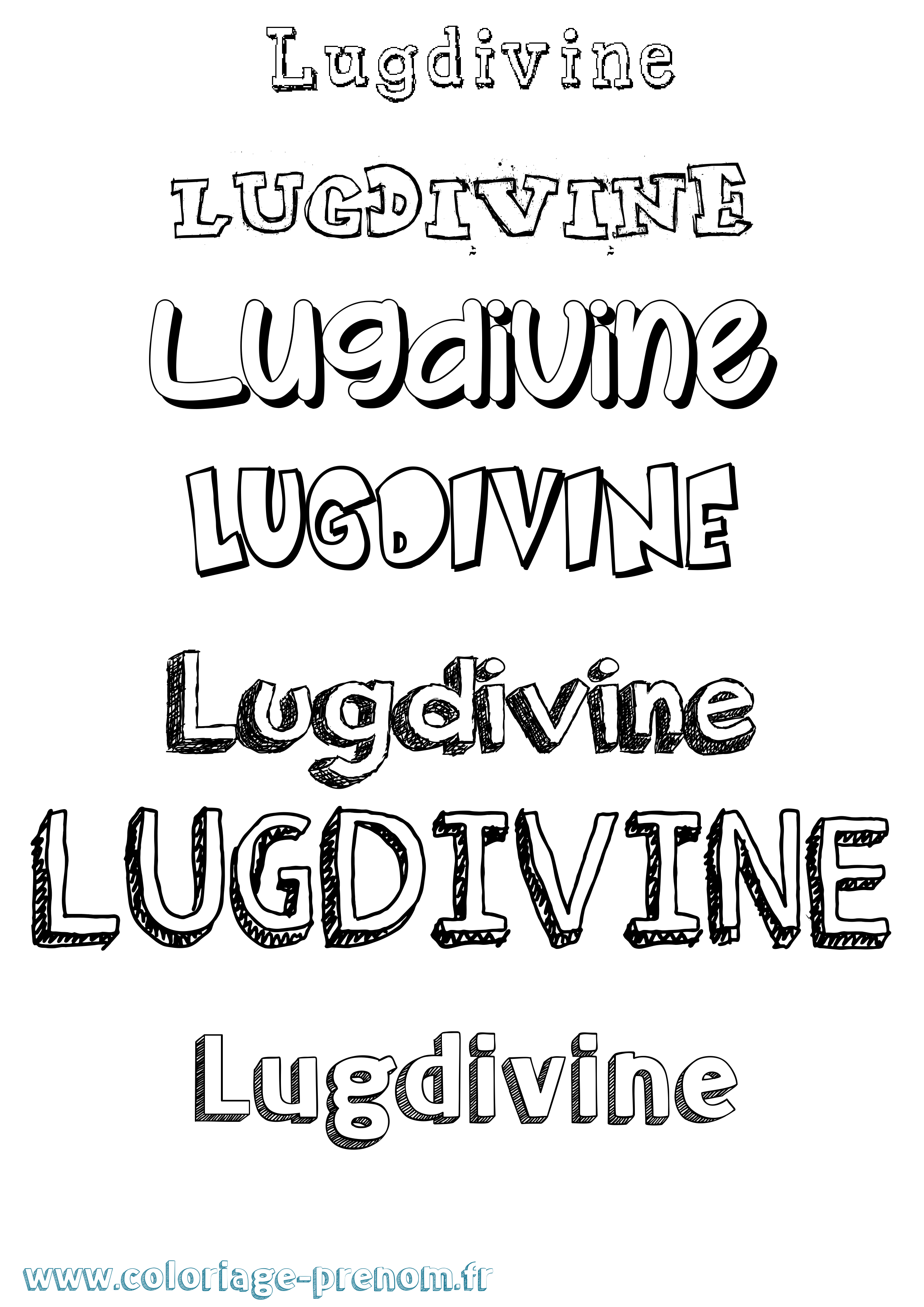 Coloriage prénom Lugdivine Dessiné