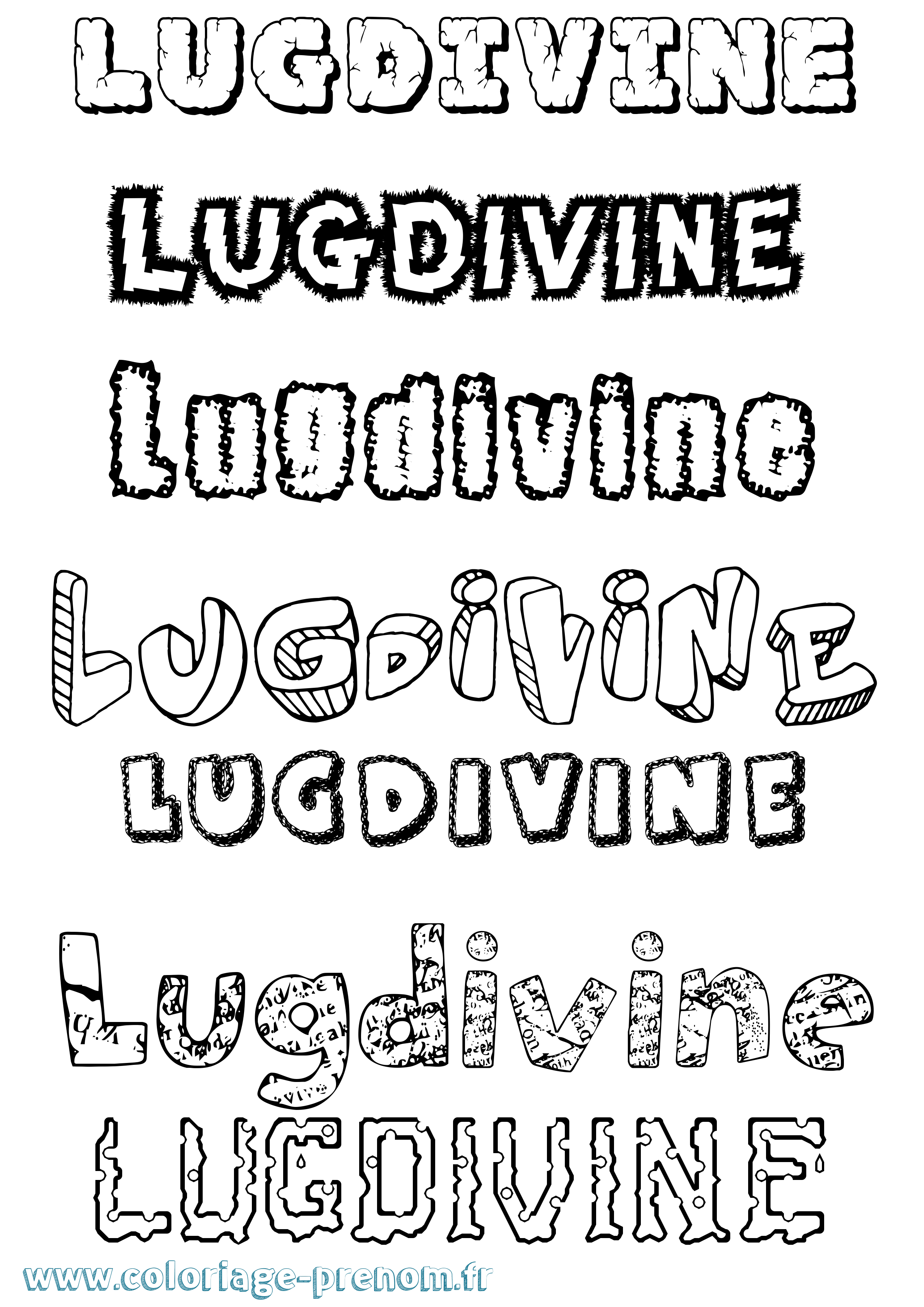 Coloriage prénom Lugdivine Destructuré