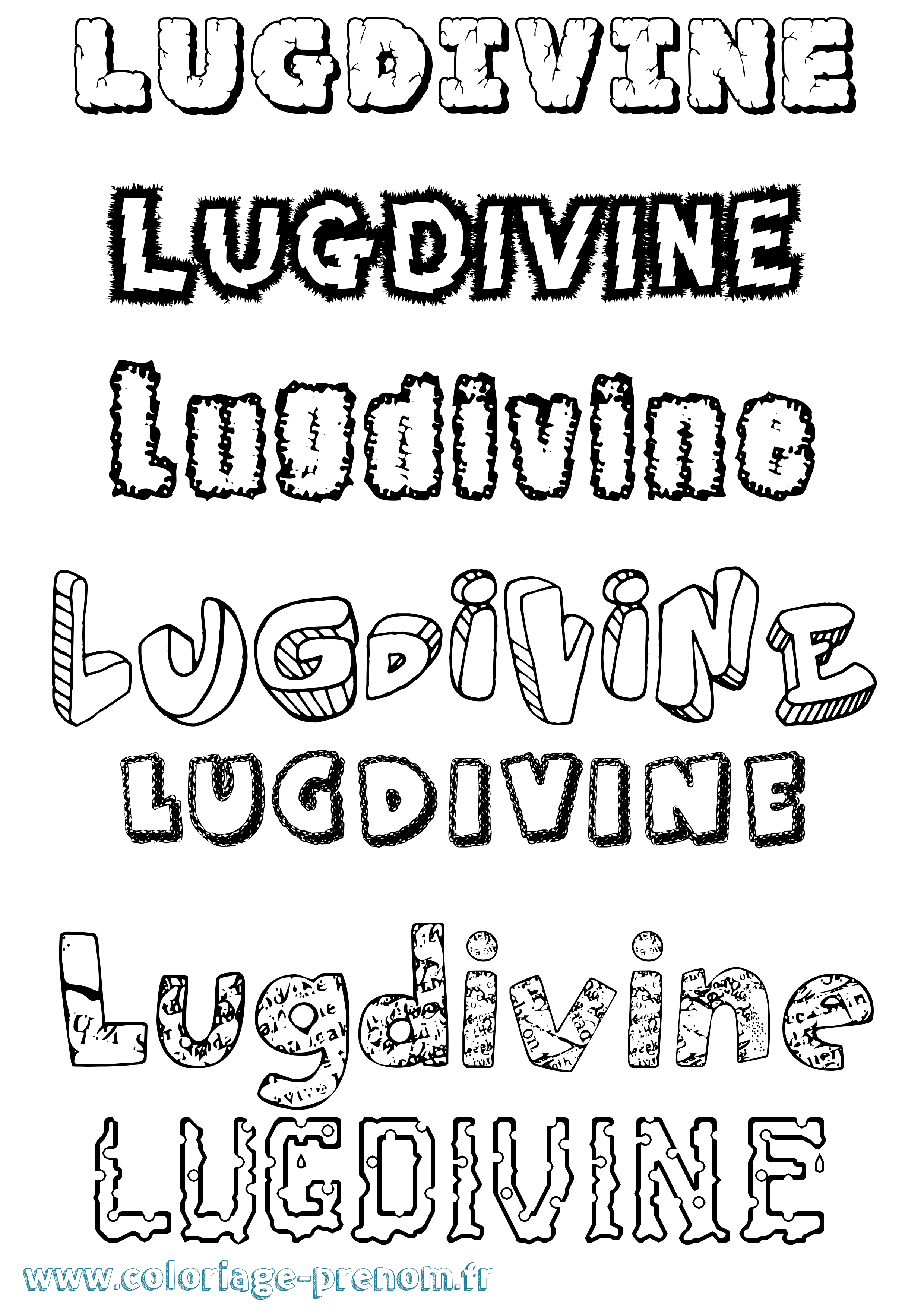 Coloriage Lugdivine Destructuré Coloriage prénom Lugdivine Destructuré
