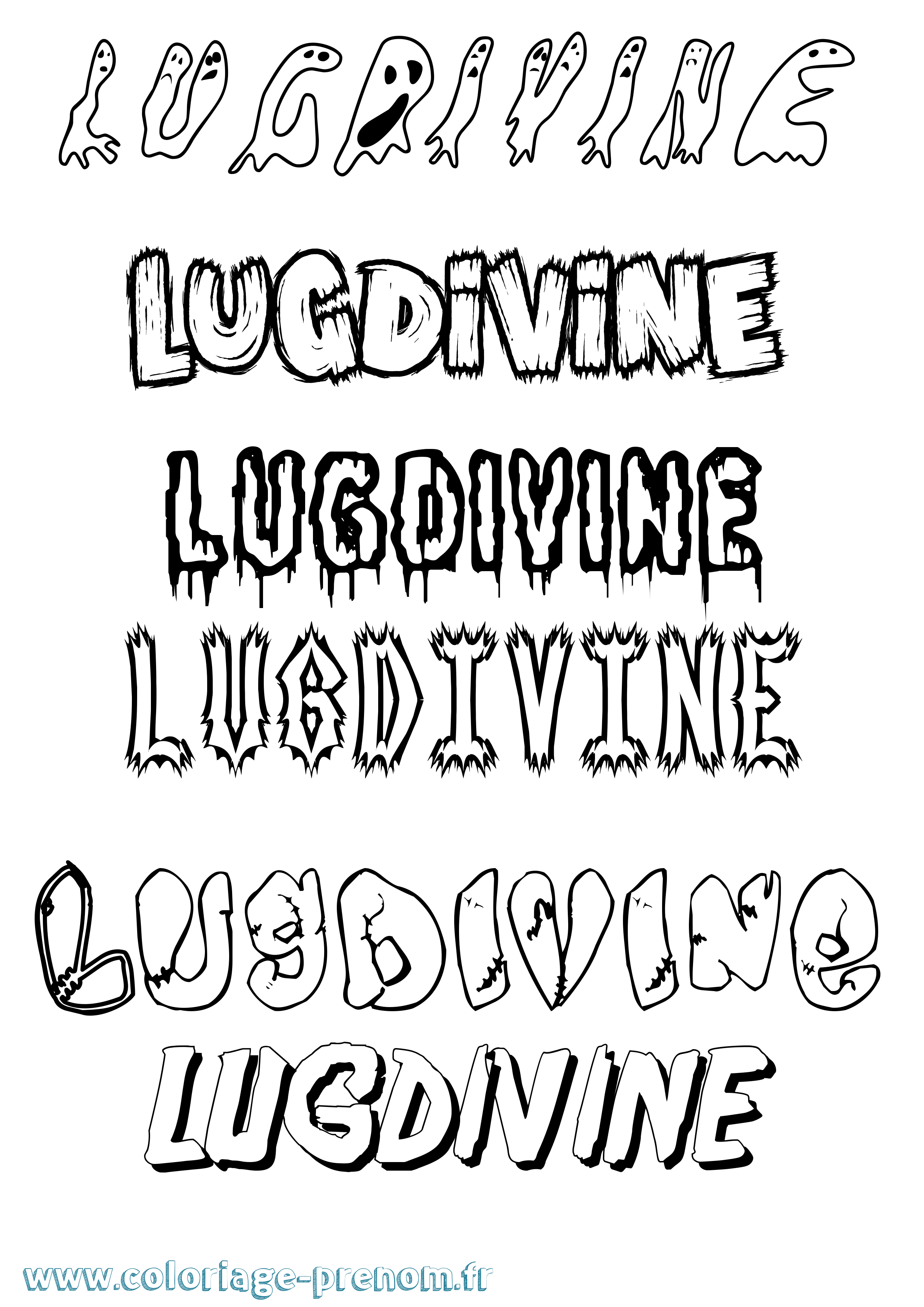 Coloriage Lugdivine Frisson Coloriage prénom Lugdivine Frisson