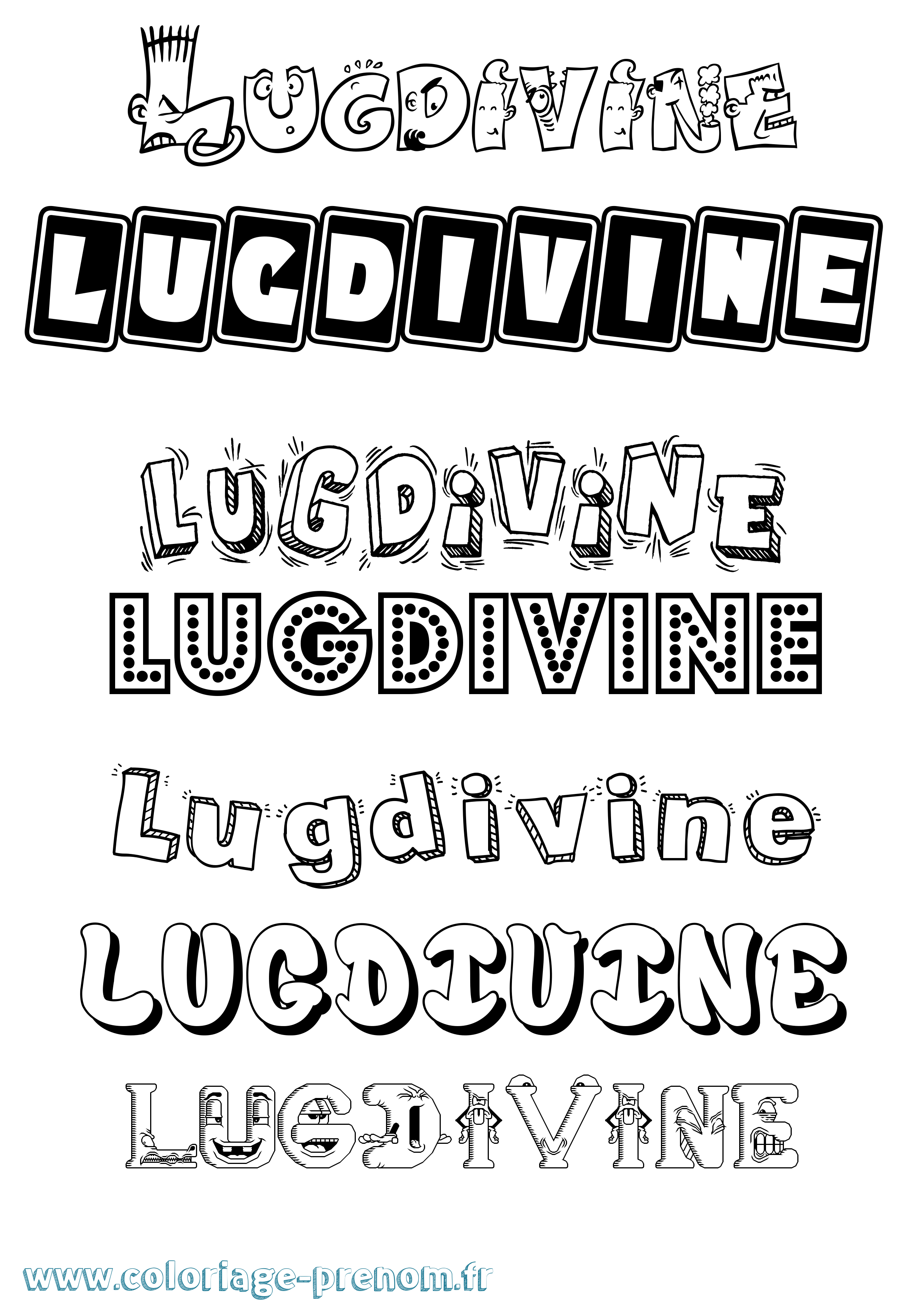 Coloriage Lugdivine Fun Coloriage prénom Lugdivine Fun