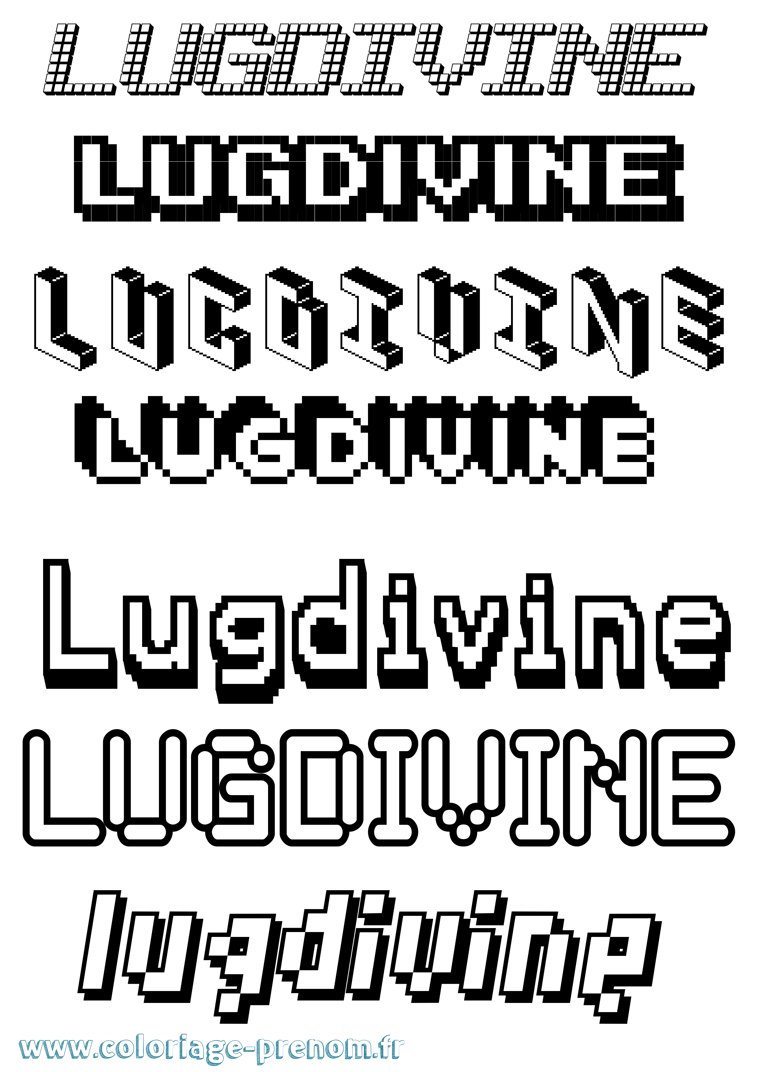 Coloriage Lugdivine Pixel Coloriage prénom Lugdivine Pixel