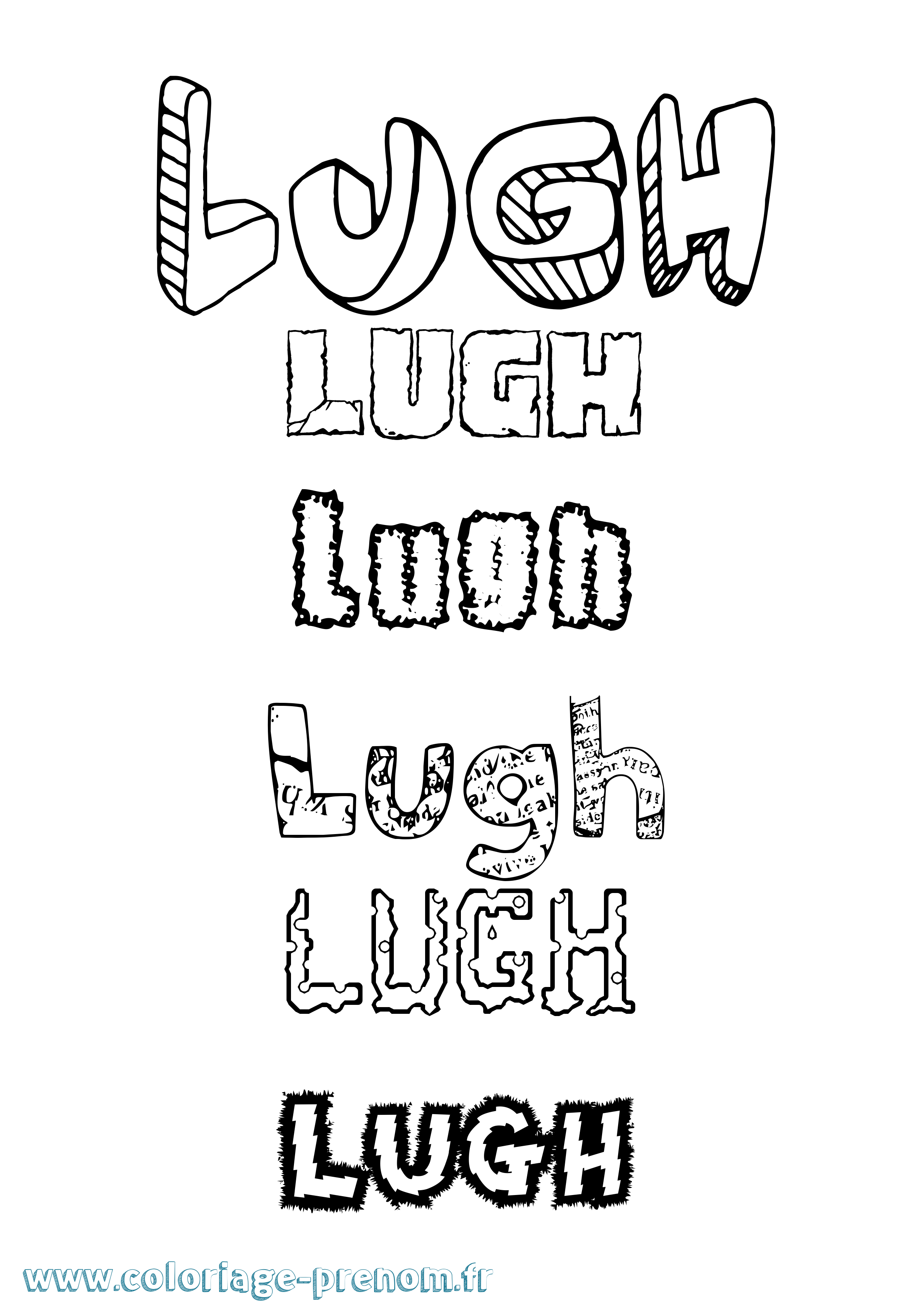 Coloriage Lugh Destructuré Coloriage prénom Lugh Destructuré