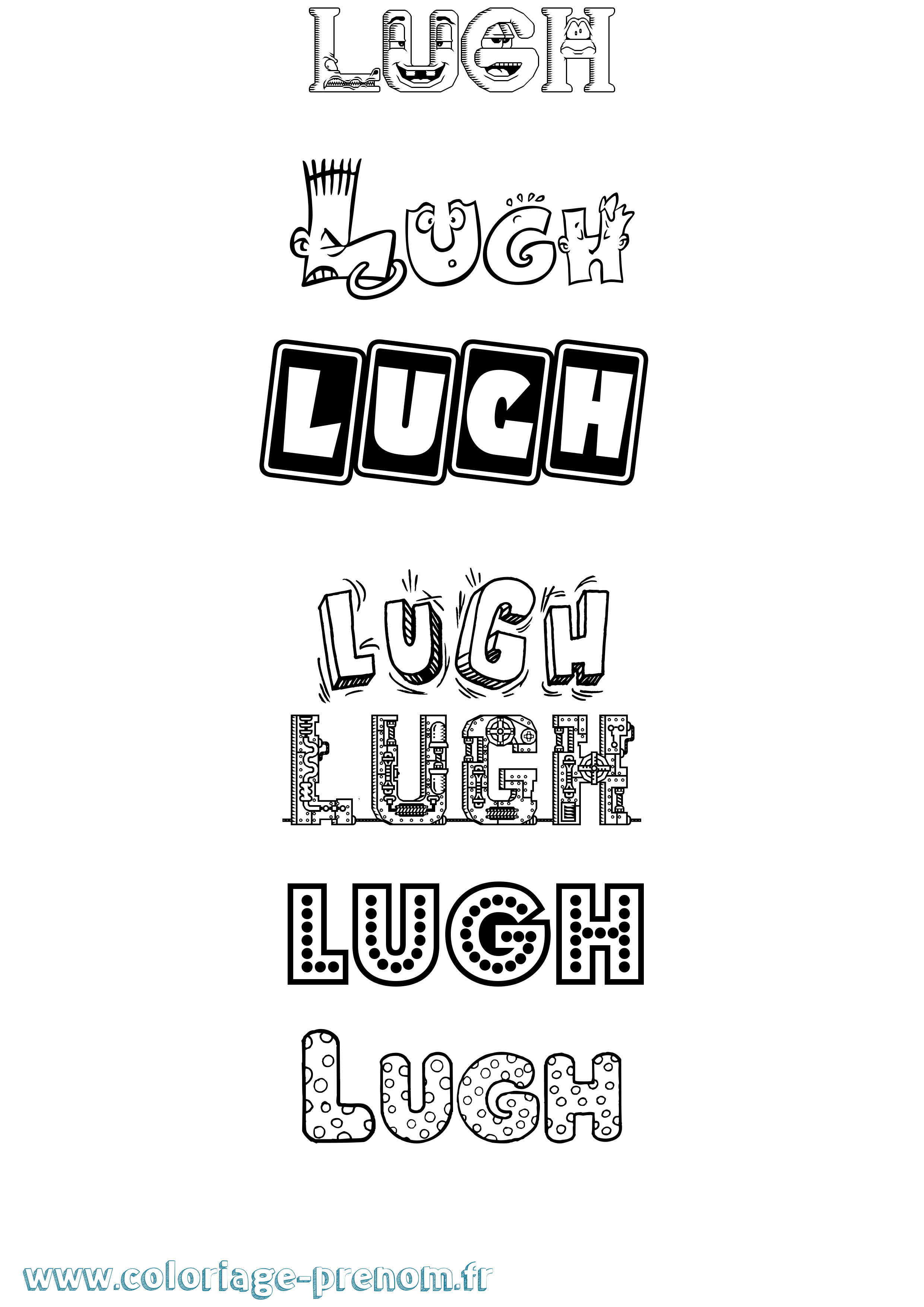 Coloriage prénom Lugh Fun