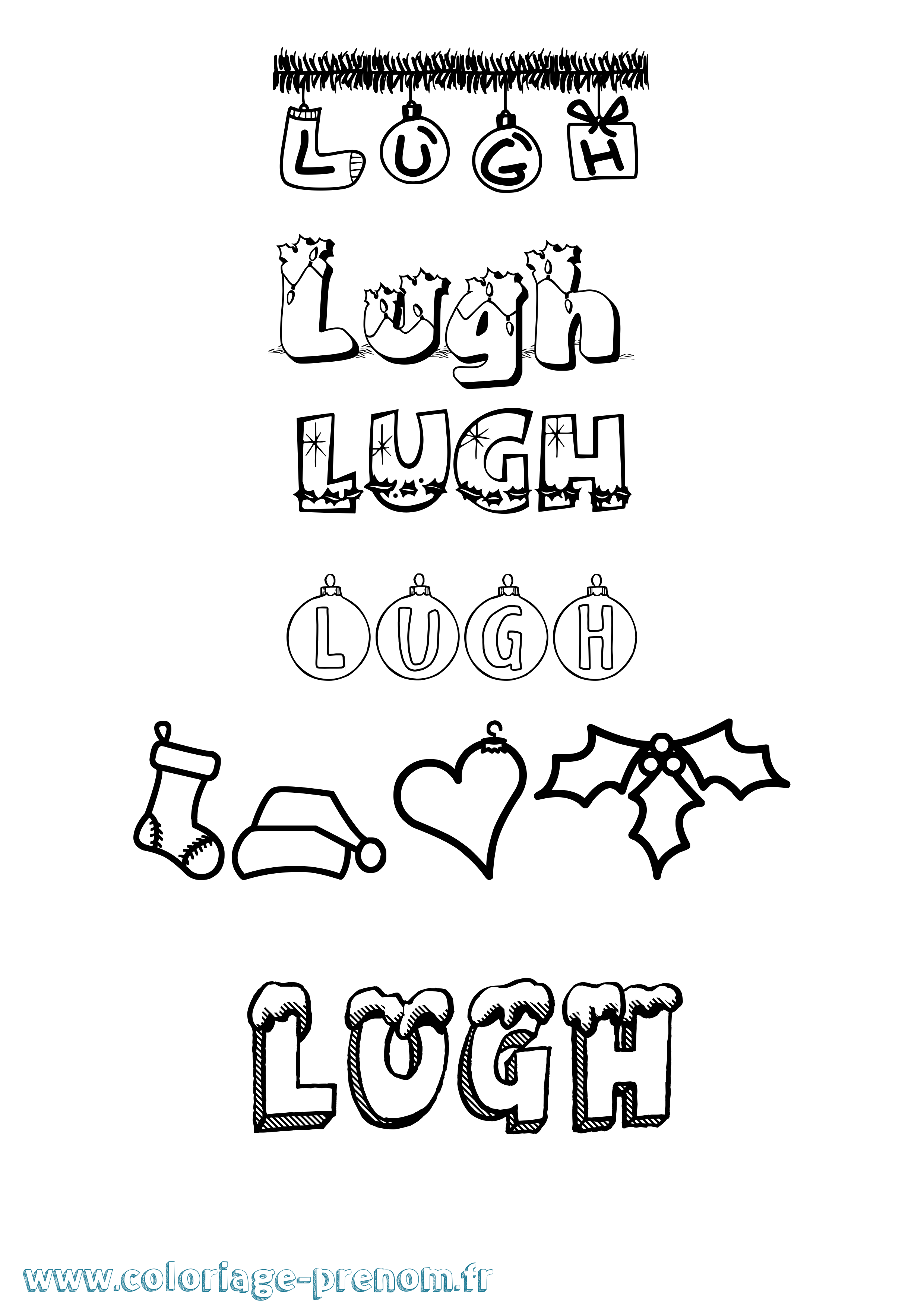 Coloriage Lugh Noël Coloriage prénom Lugh Noël