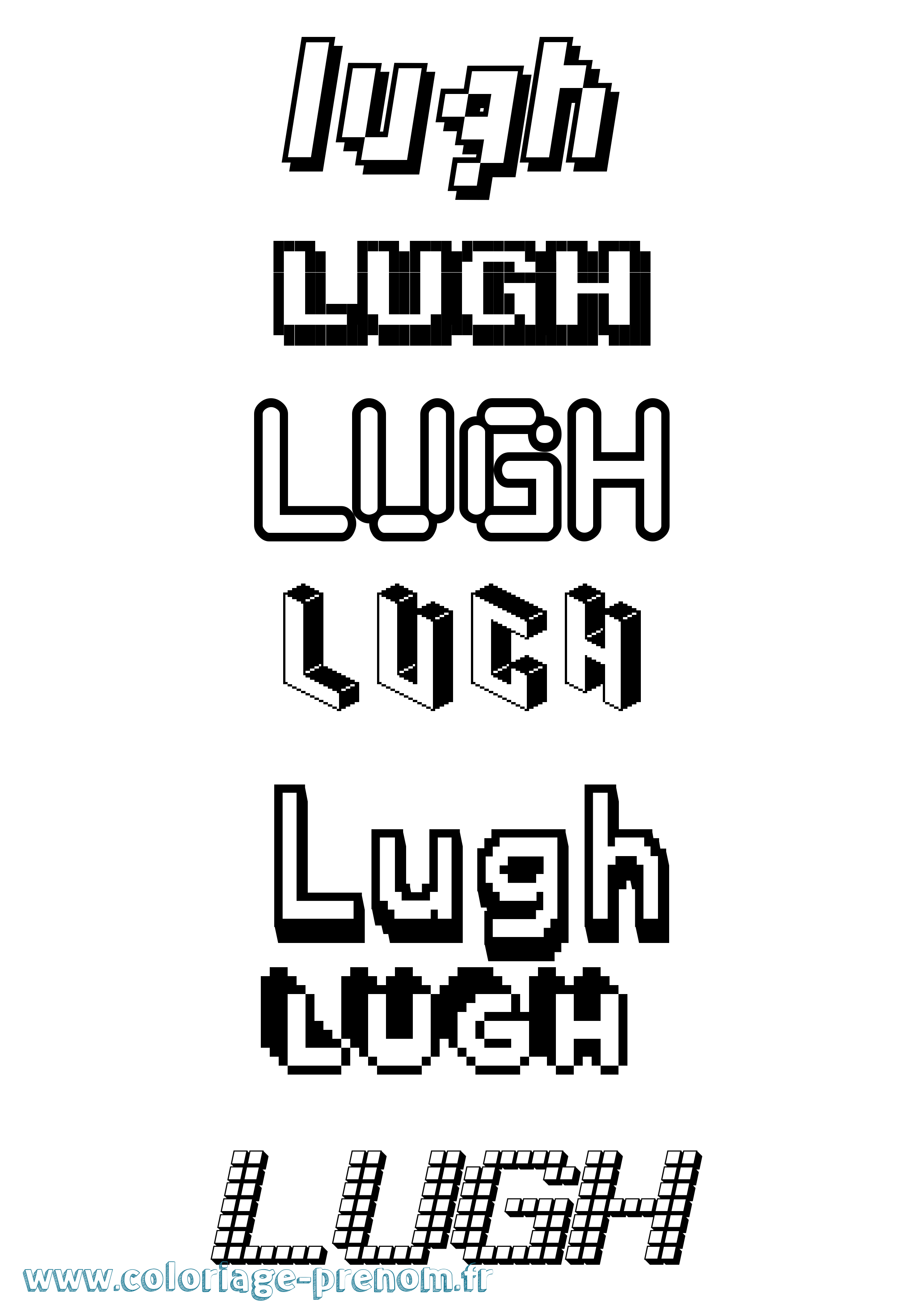Coloriage prénom Lugh Pixel
