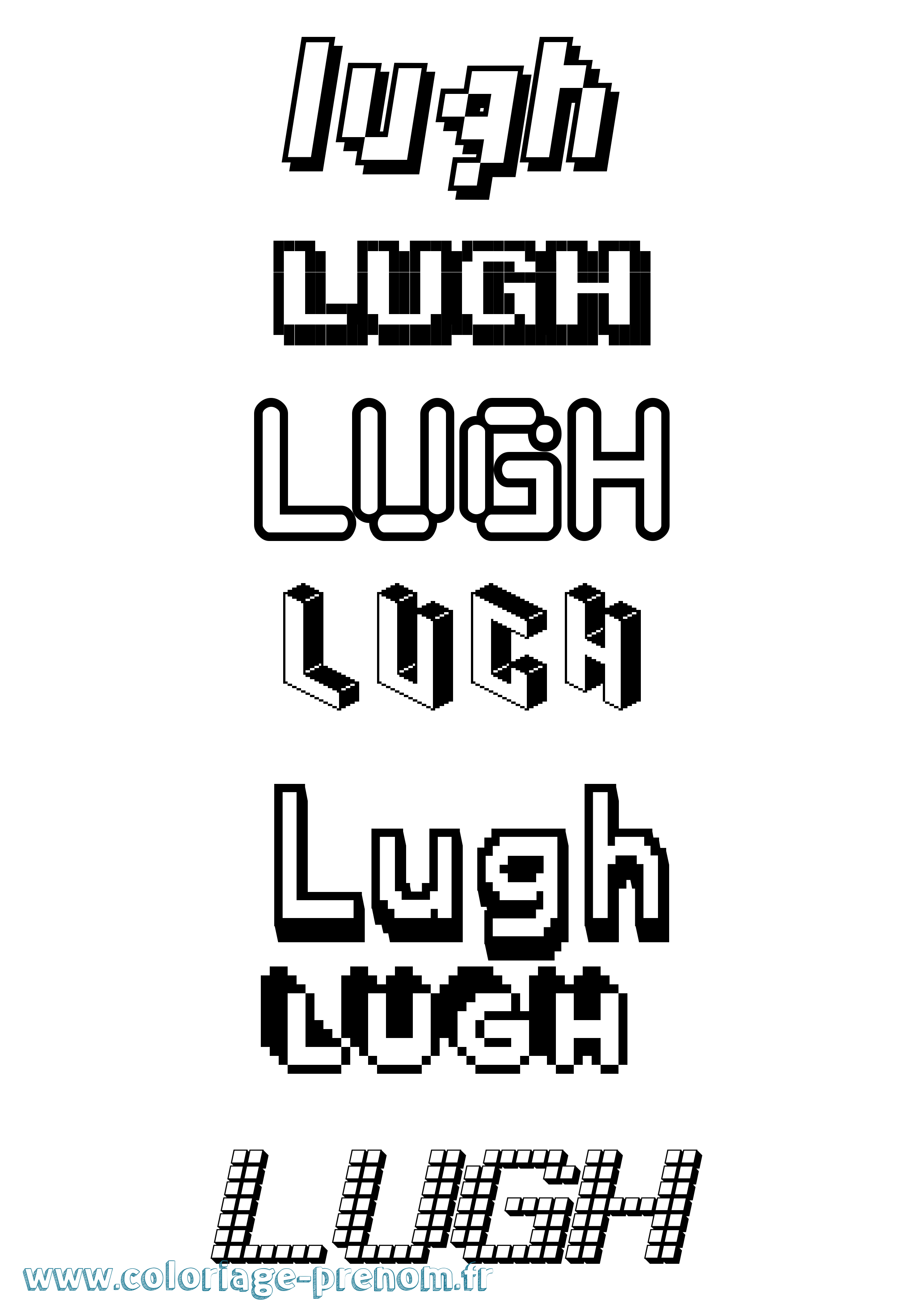 Coloriage Lugh Pixel Coloriage prénom Lugh Pixel
