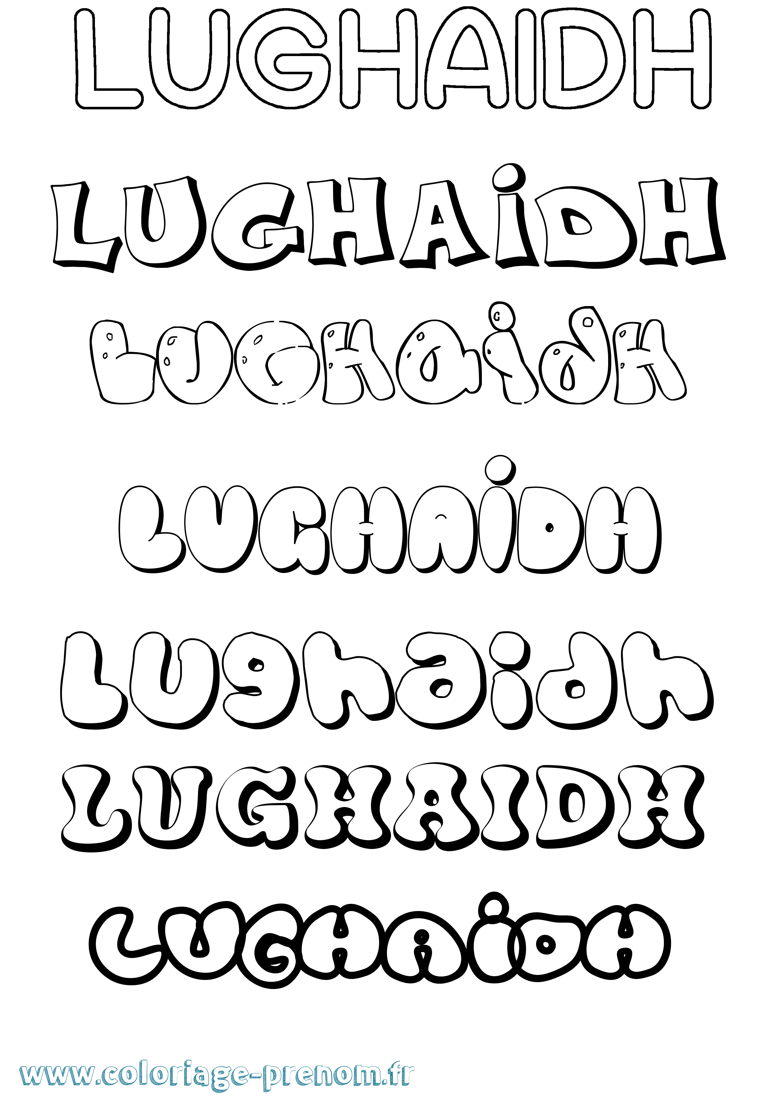 Coloriage prénom Lughaidh Bubble